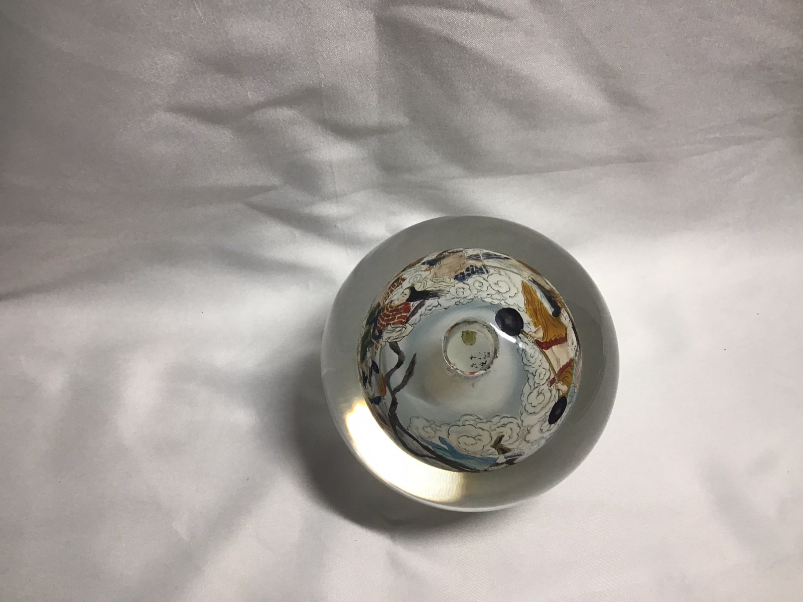Chinese Reverse Handpainted Glass Sphere Orb Globe 3″ Diameter