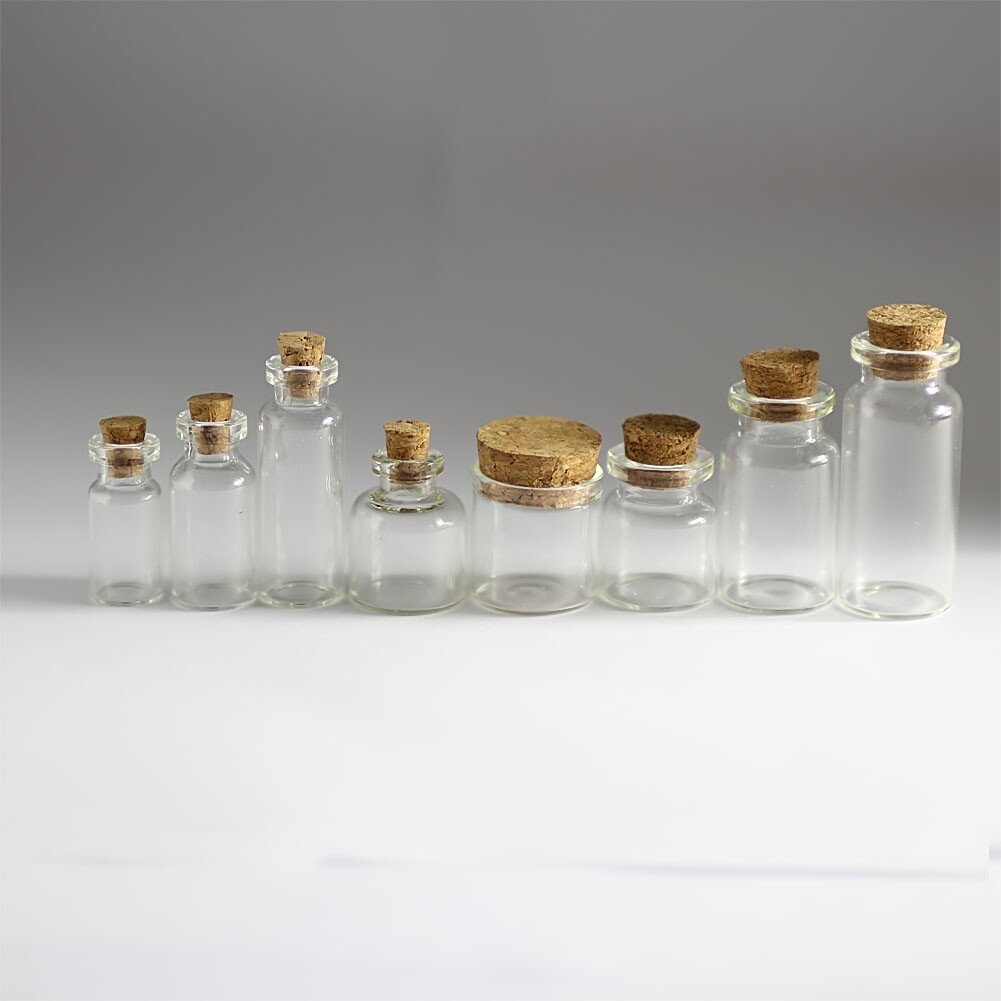 Wholesale 0.5–10ML Tiny Clear Glass Bottles Empty Glass Bottle With Cork Vials