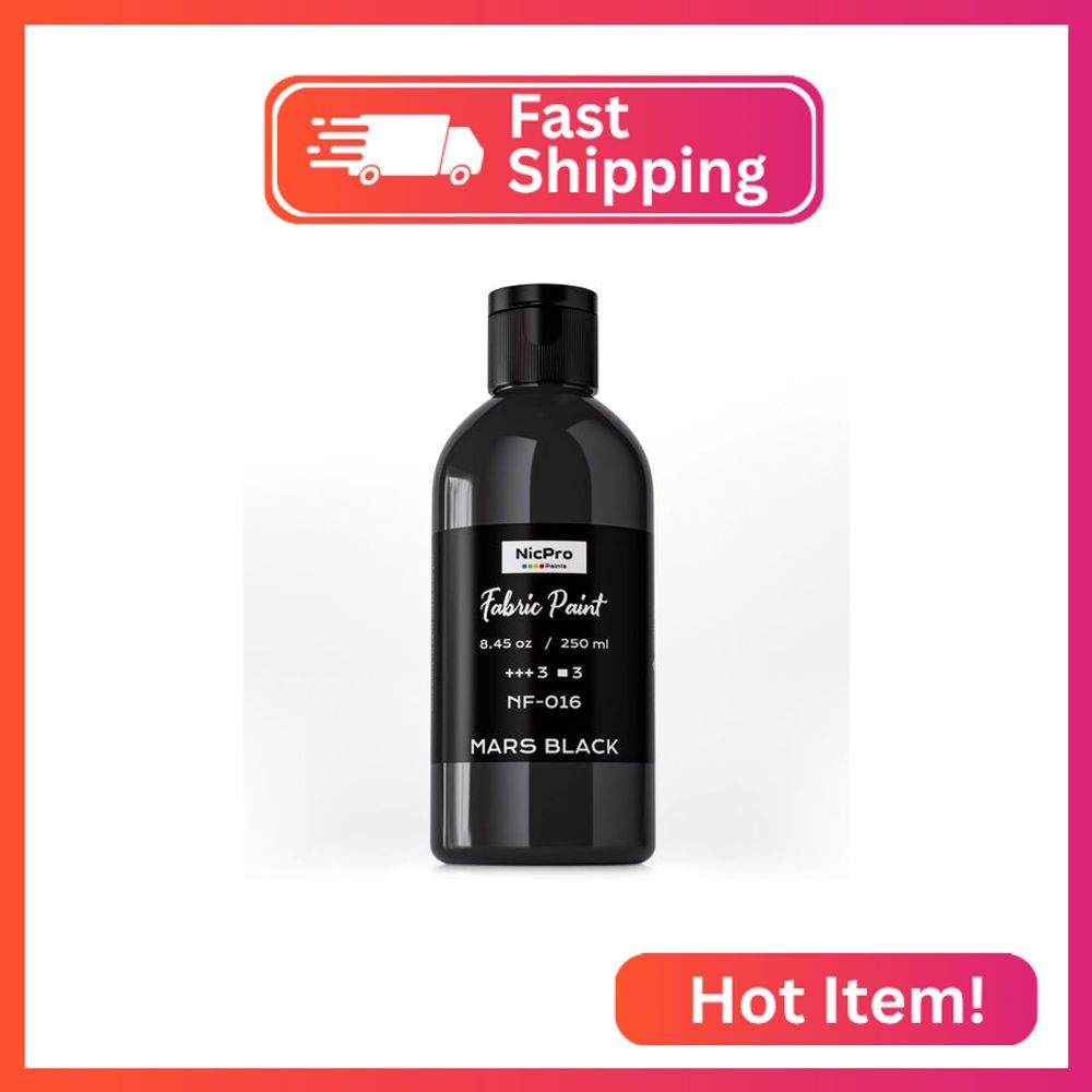 Nicpro Black Fabric Paint, 8.45 oz (250 ml) Fabric Paint for Clothes Permanent,