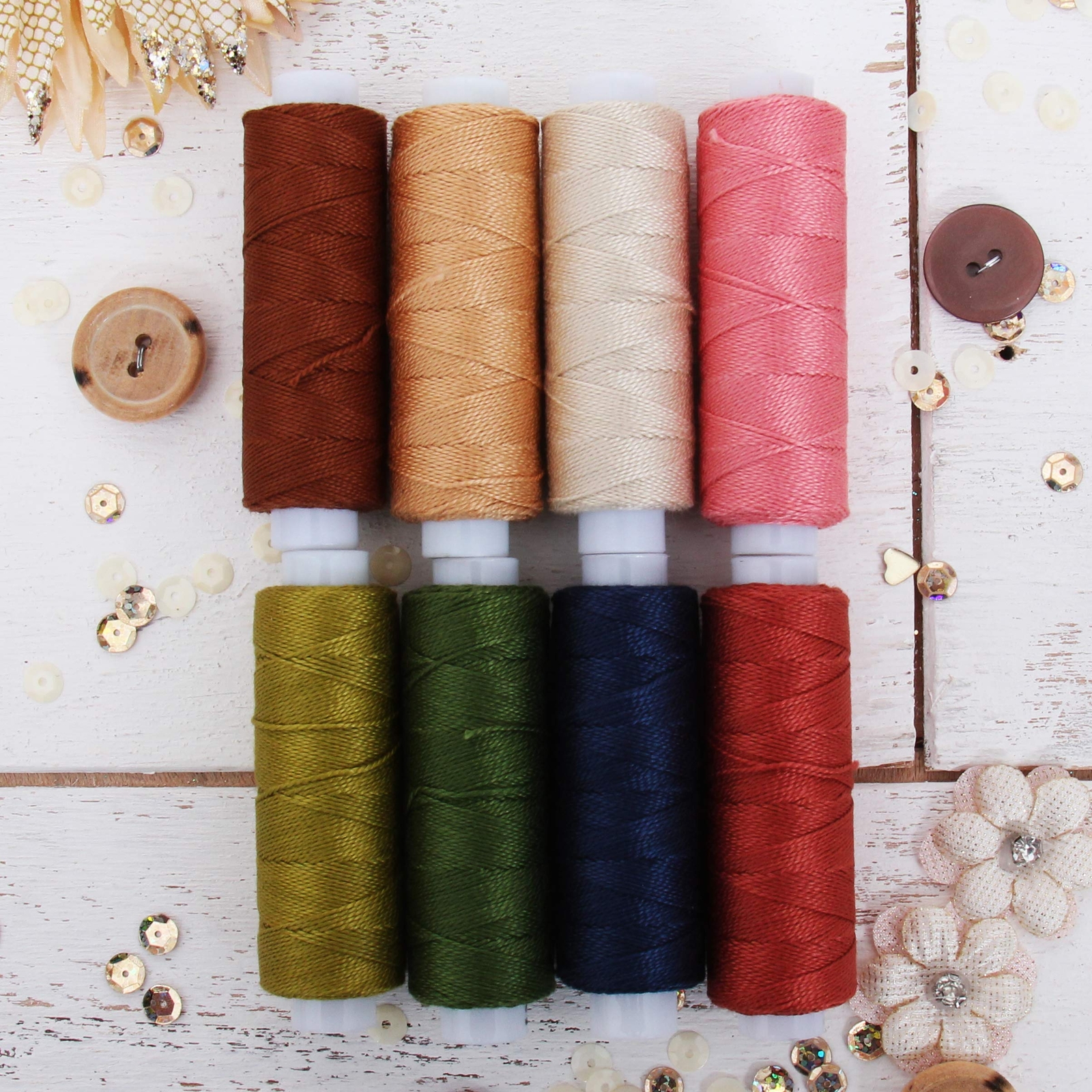 Threadart 8 Color Pearl Cotton Thread Set Fall Colors | 75yd Spools Size 8
