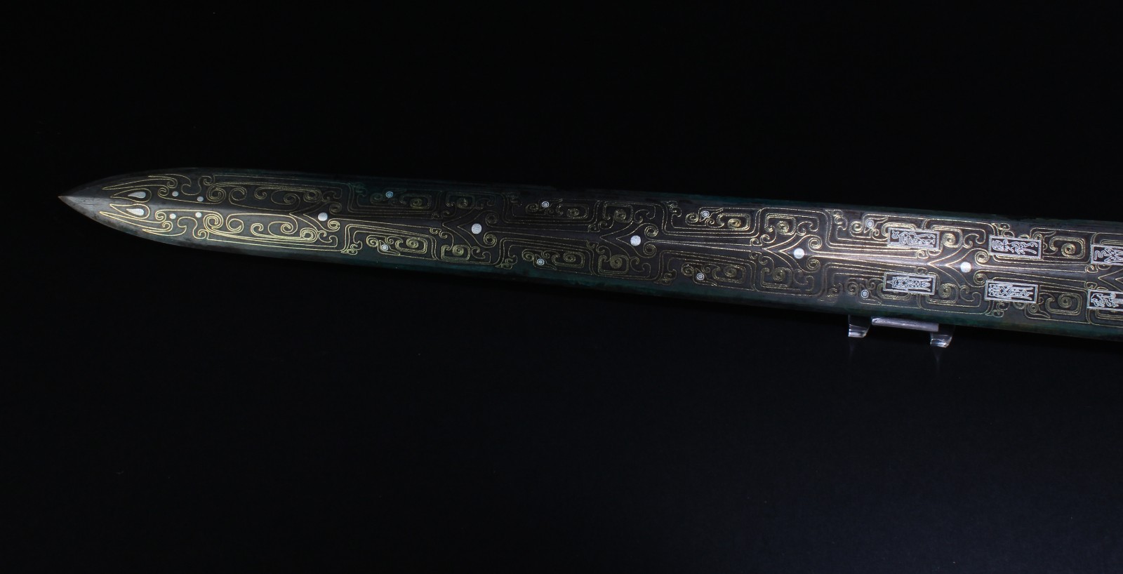 A Bronze Decorative Sword, decorated with turquoise inlaid