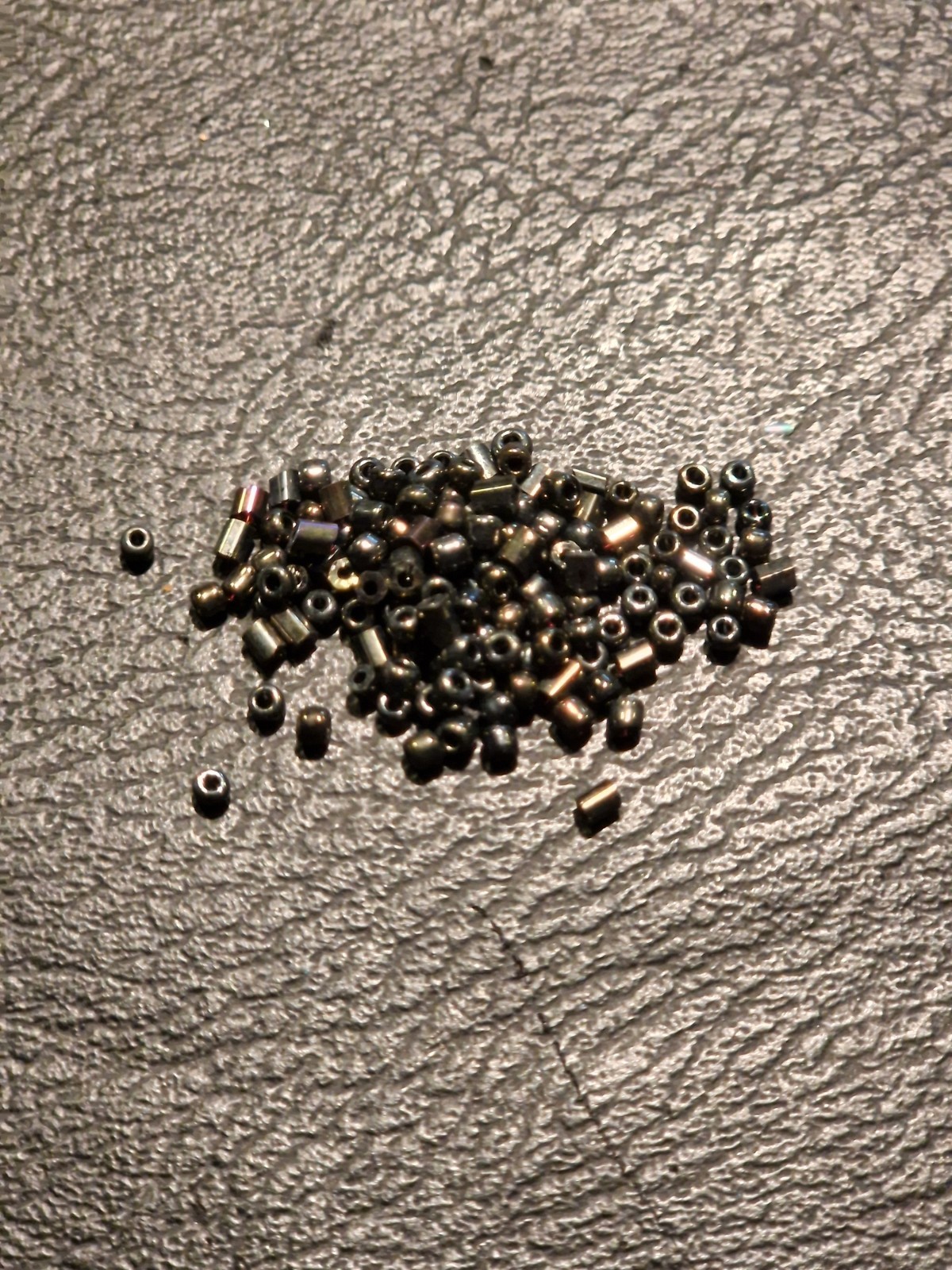 Black Pearlescent Gold Glass Seed Beads Round Tube 2oz