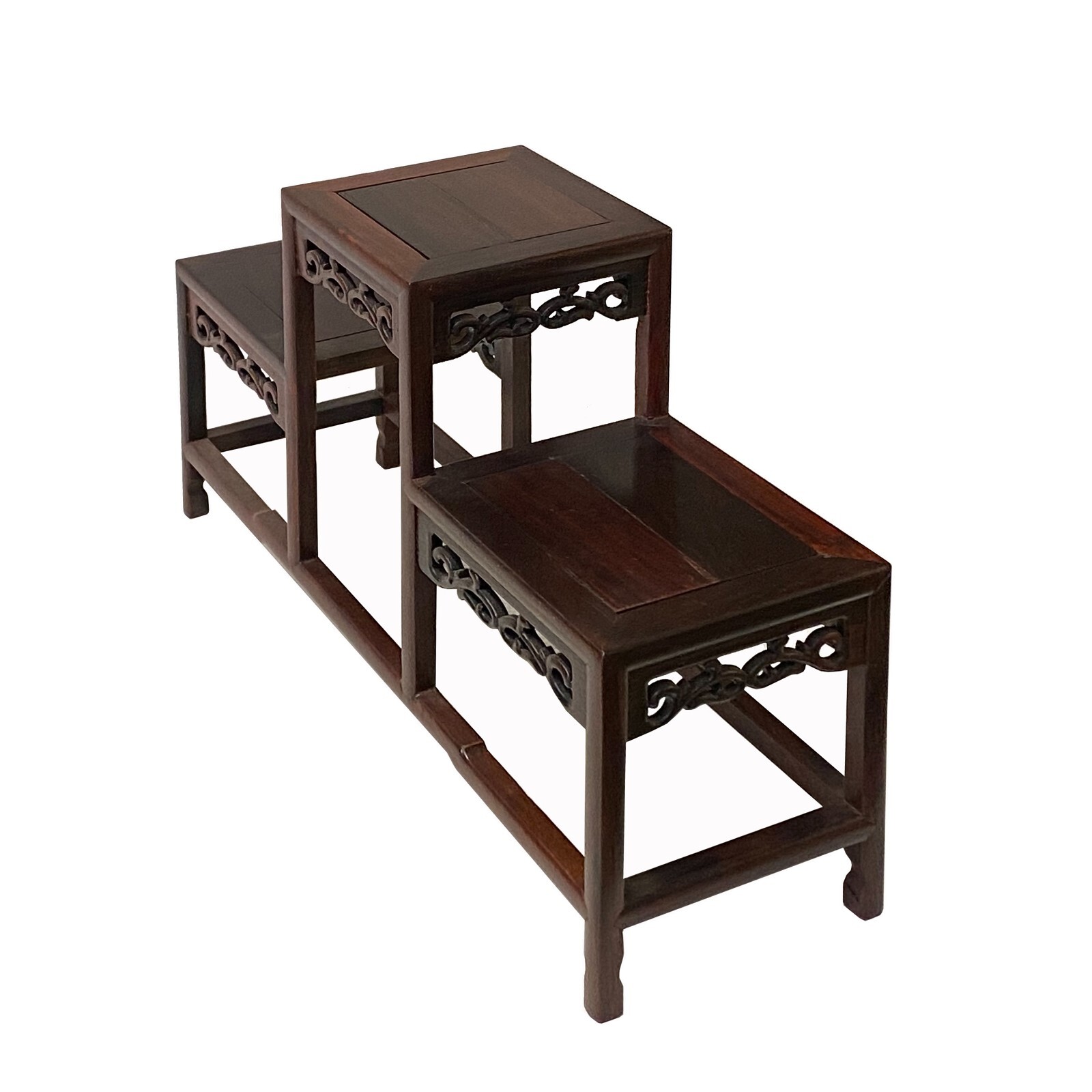 Brown Wood Step Shape Table Top Curio Display Easel Stand ws2898