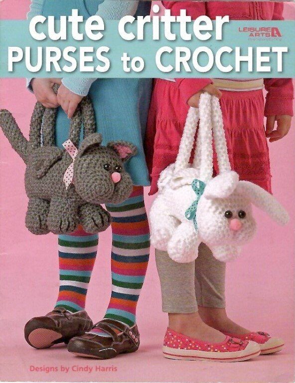 HTF !!LEISURE ARTS CUTE CRITTERS PURSES TO CROCHET 6 ANIMAL DESIGNS
