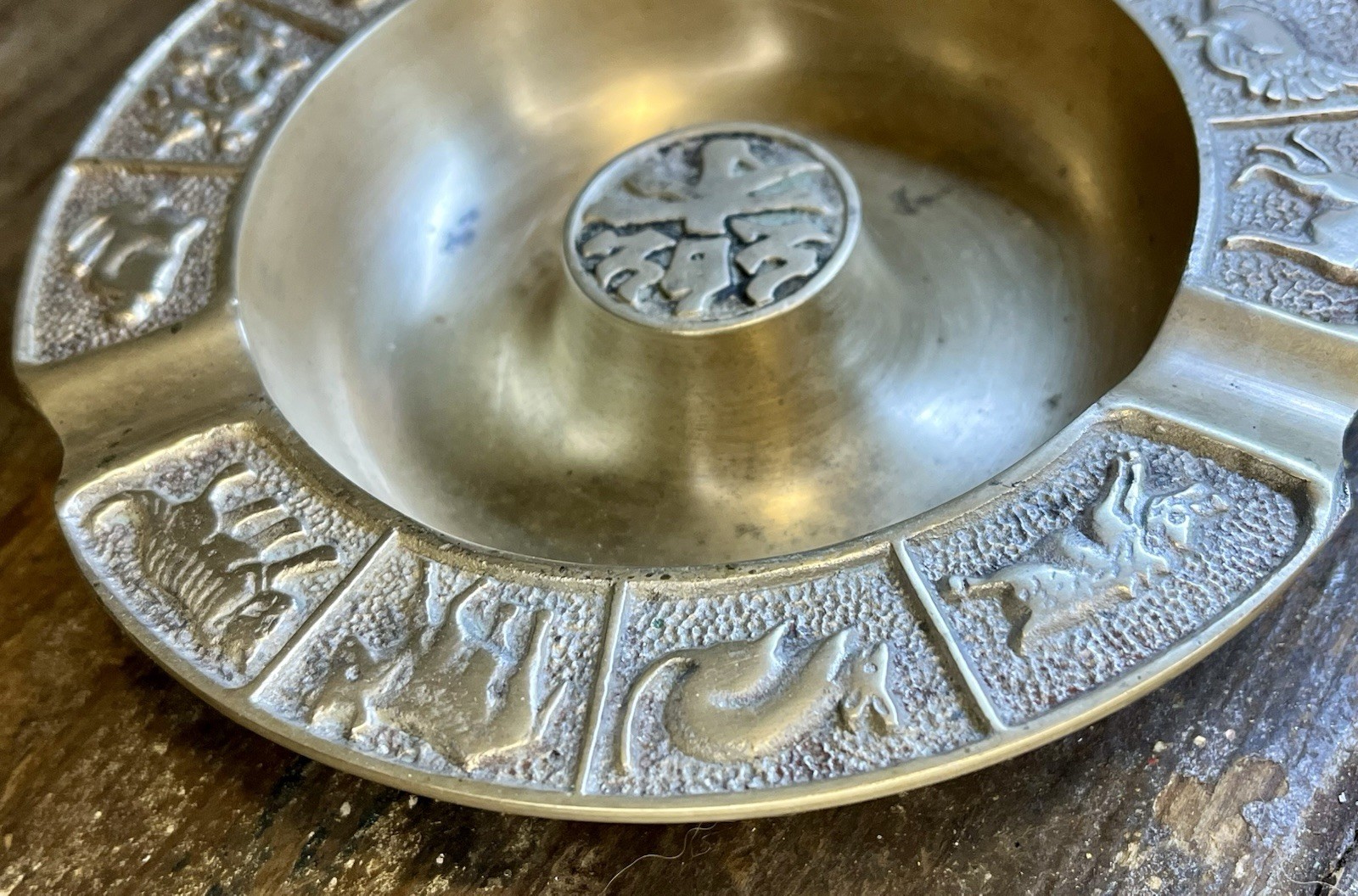 Vintage Chinese Zodiac Brass Ashtray 1920-1980’s