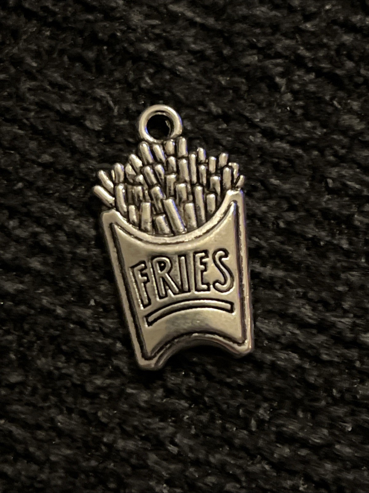 Lot Of 50 Silver Toned FRIES Charms For DIY Jewelry Making Crafts Hobbies
