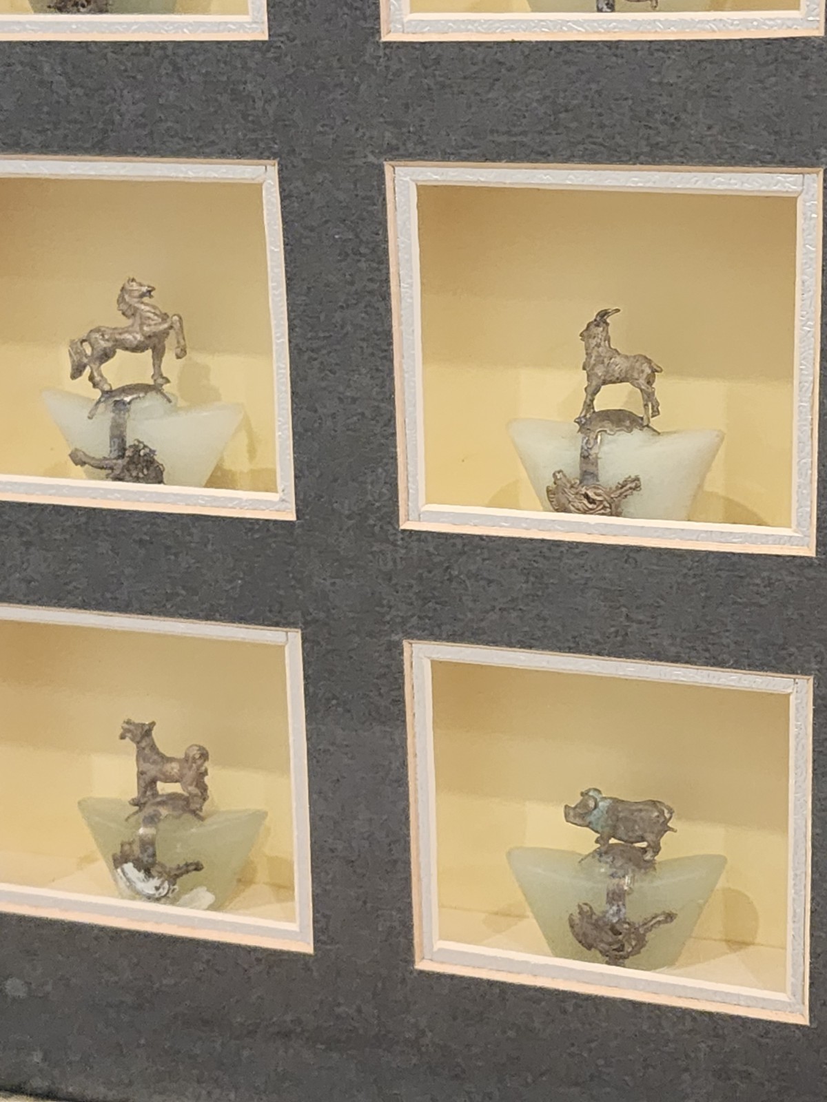 Chinese Horoscope Zodiac Framed Figures Hand Made Hanging Decor