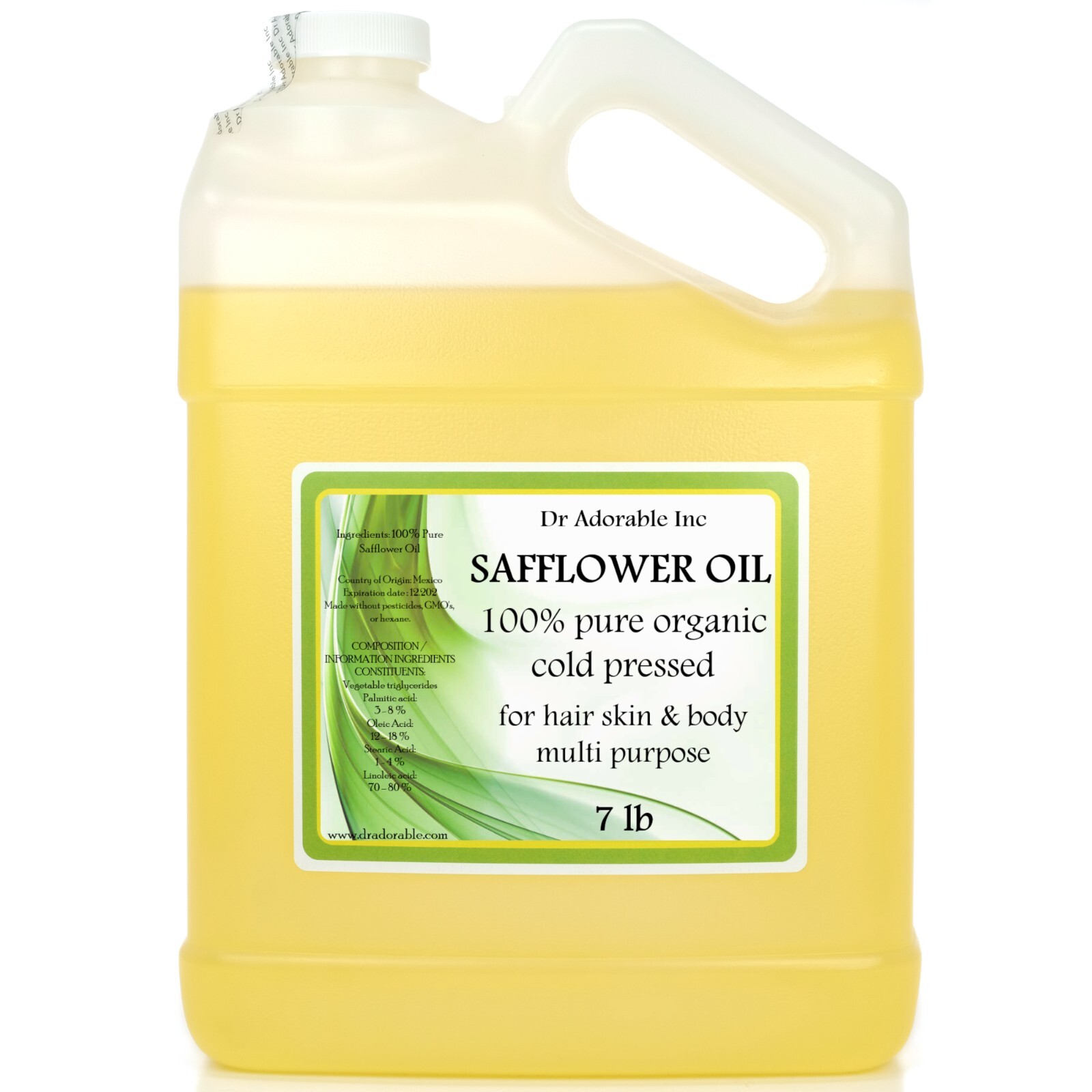 7 LB /ONE GALLON /128 FL OZ SAFFLOWER OIL ORGANIC PURE