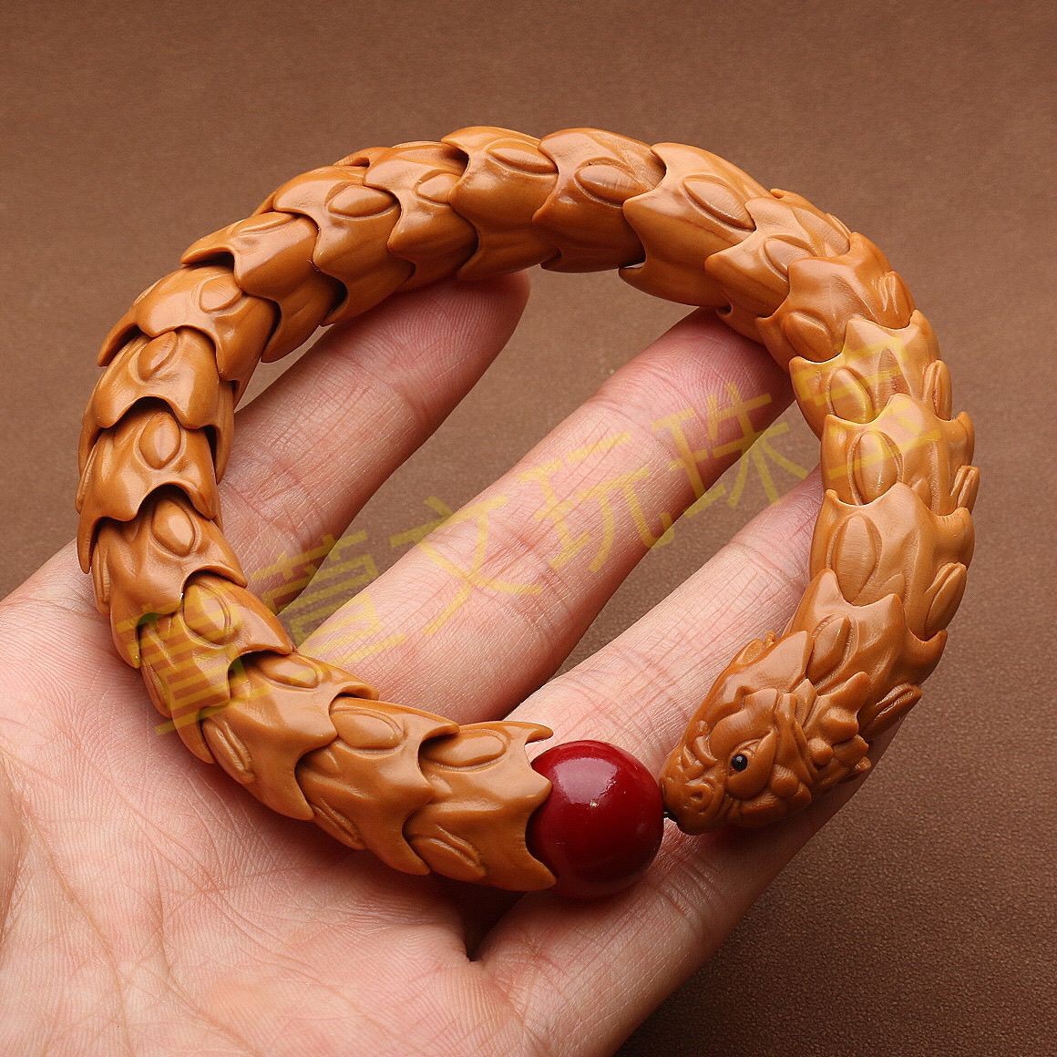 Hand Carved Olive Nut Dragon Scale Bracelet Hollow Design Wenwan Jewelry