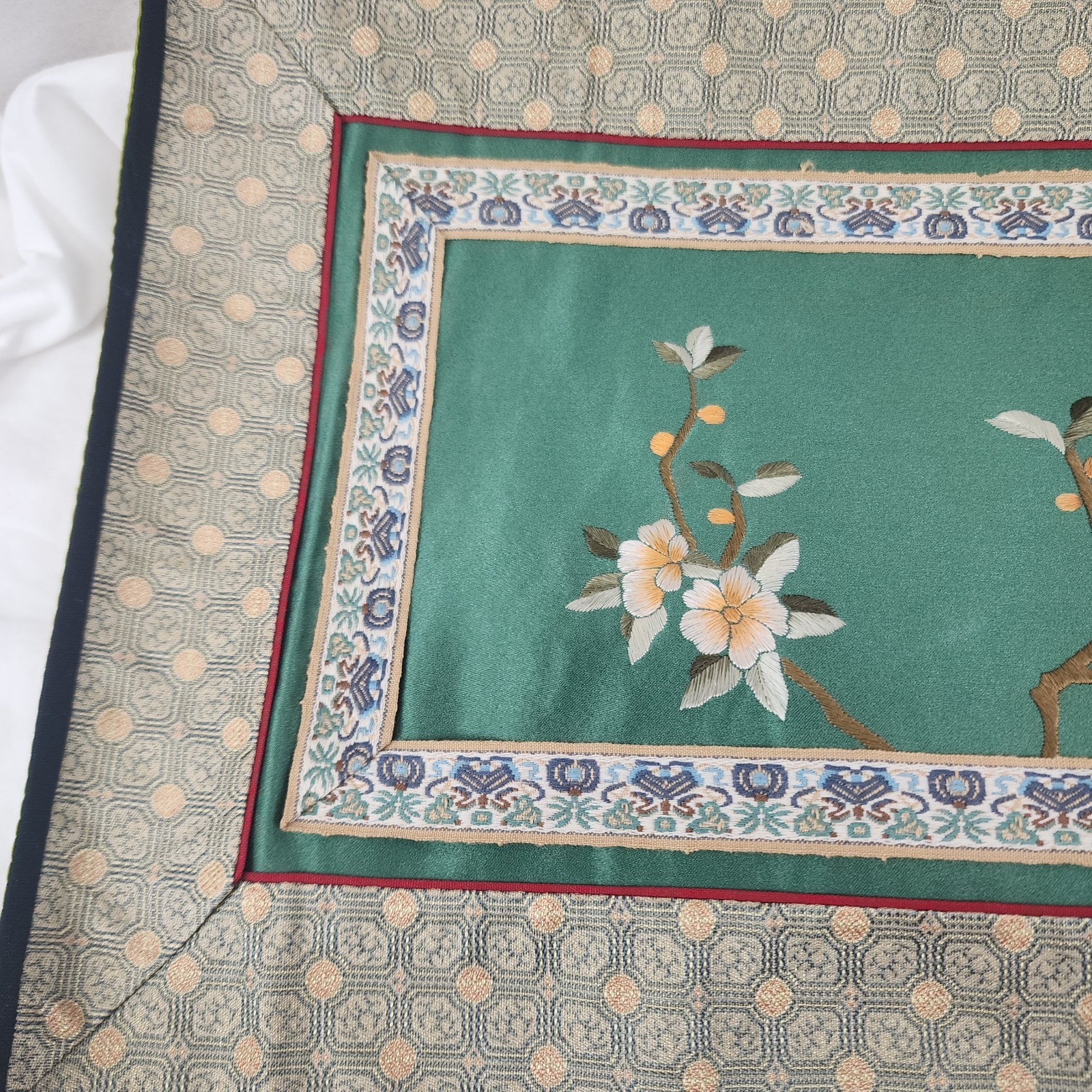 Vintage Dun Huang Beijing Silk Art Hand-embroidered tapestry panel Plum blossom