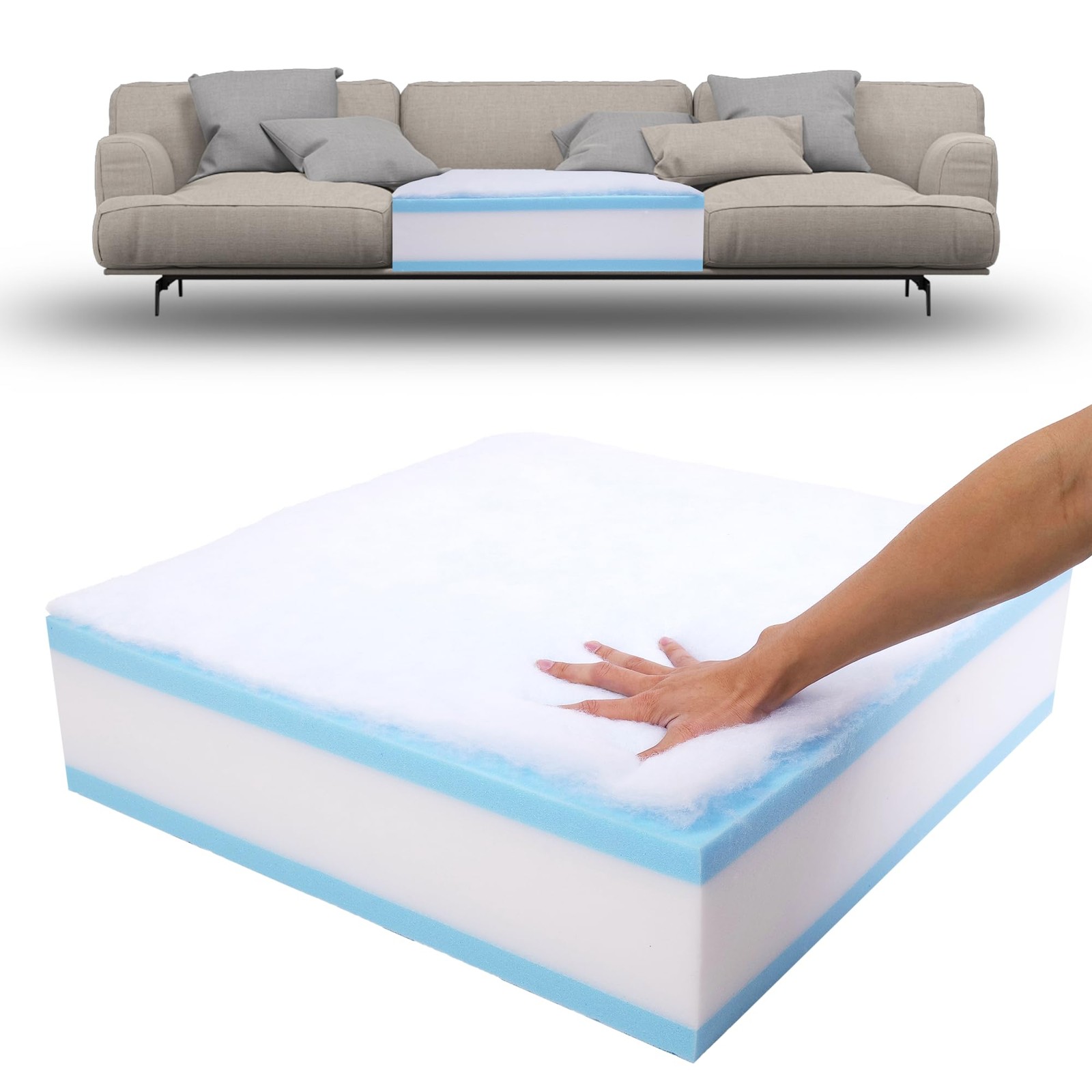 Memory Foam Couch Cushion Replacement 24x24x6 Inch High Density 25D Foam