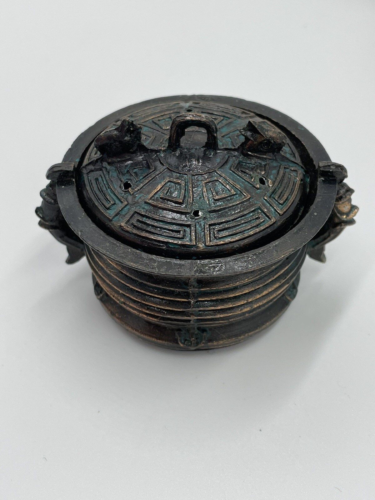 Vintage Chinese Bronze Tripods, Set of 5 Unique Vessels, Miniature Reproductions