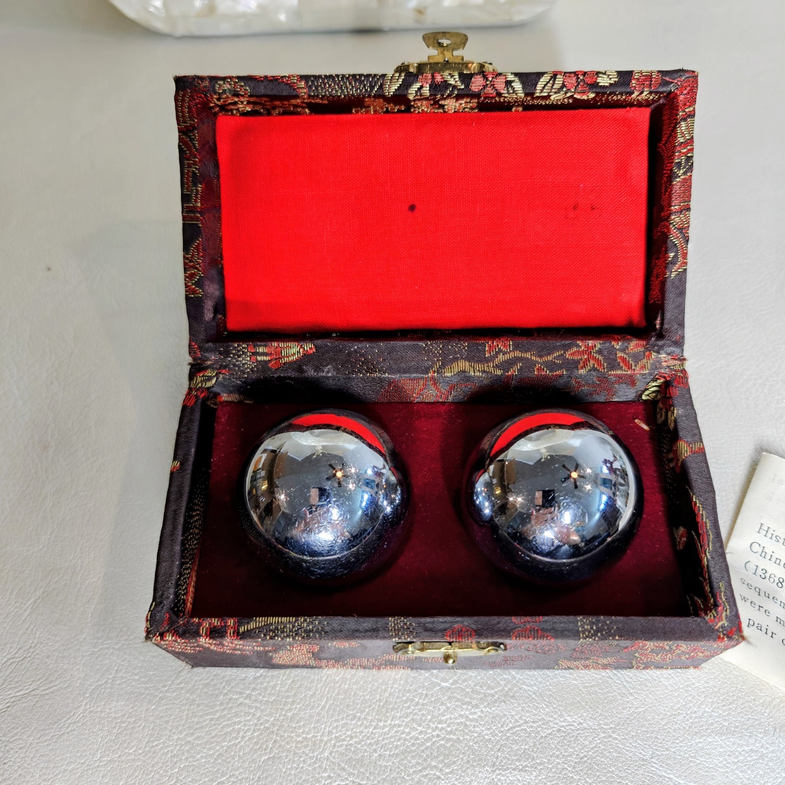 Chinese Metal Exercise Meditation Balls Ca 1980s Or Earlier With Box