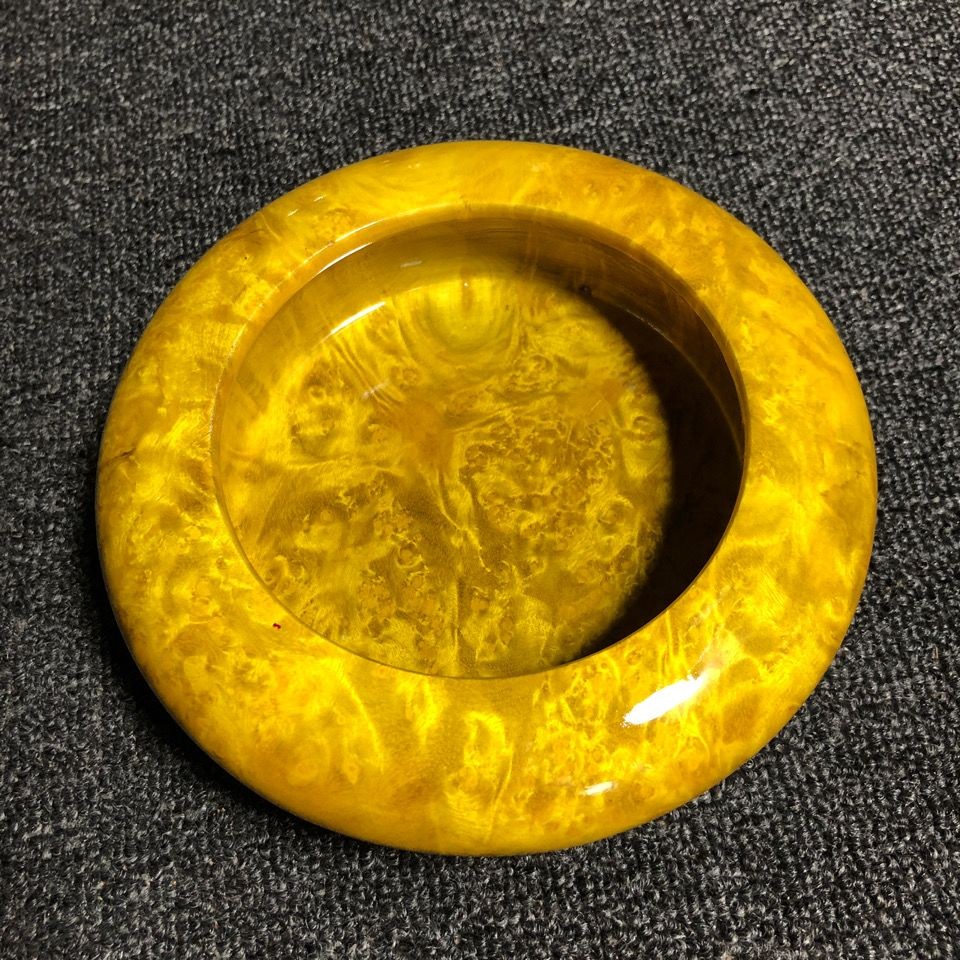 Burma Golden Camphor Ashtray 4.33in Solid Wood Large Home Decor