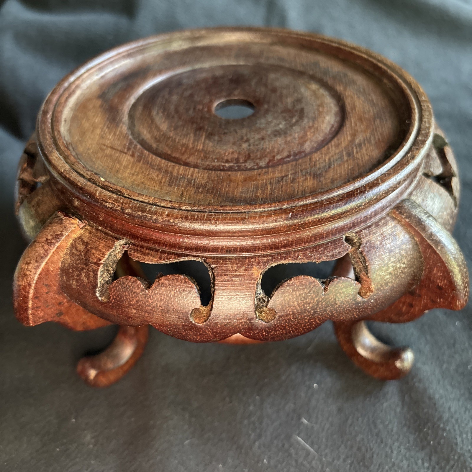 Chinese Display Stand Pedestal Raised Hand Carved Vintage Hardwood Base Riser