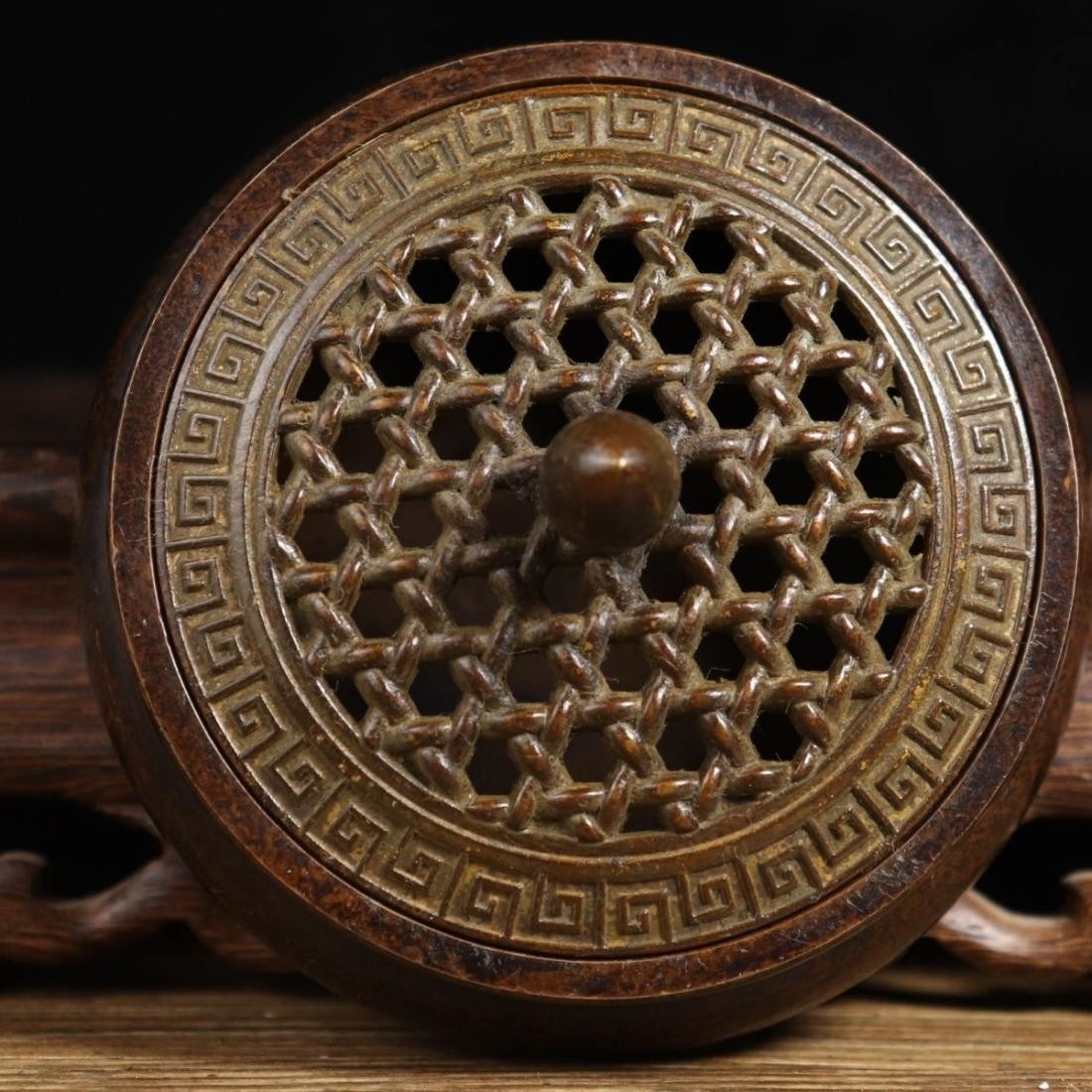 3.5″ Diameter China Retro Antique .Alloy Incense Burner Home Ornament