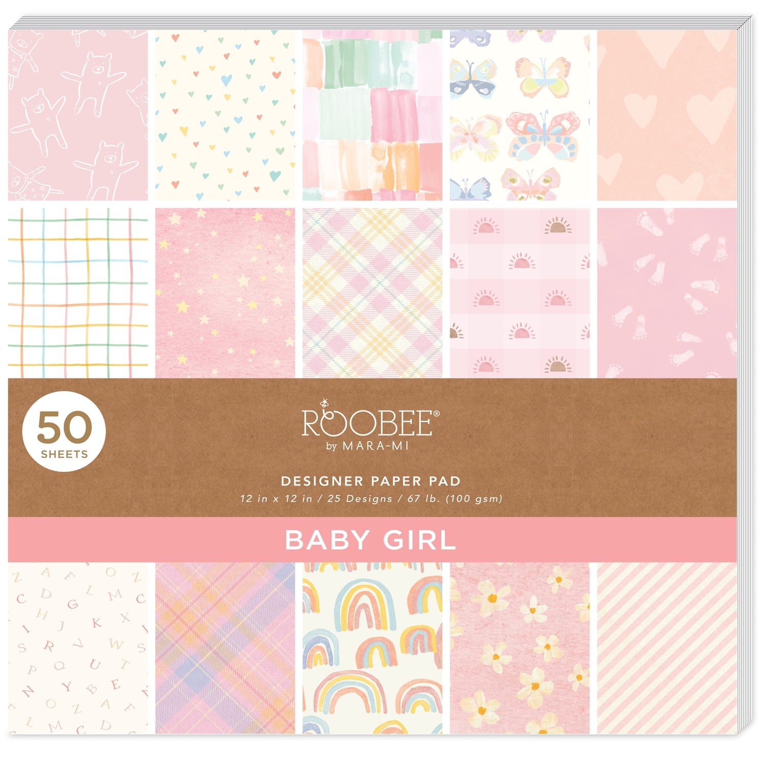 Baby Girl Scrapbook Paper Pack 12×12 Inch 50 Sheets 110 GSM Premium Quality
