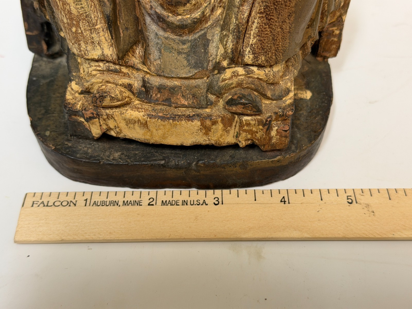 17/18C Chinese Gilt Wooden Folk Carving Seated Deity 8.5″ tall