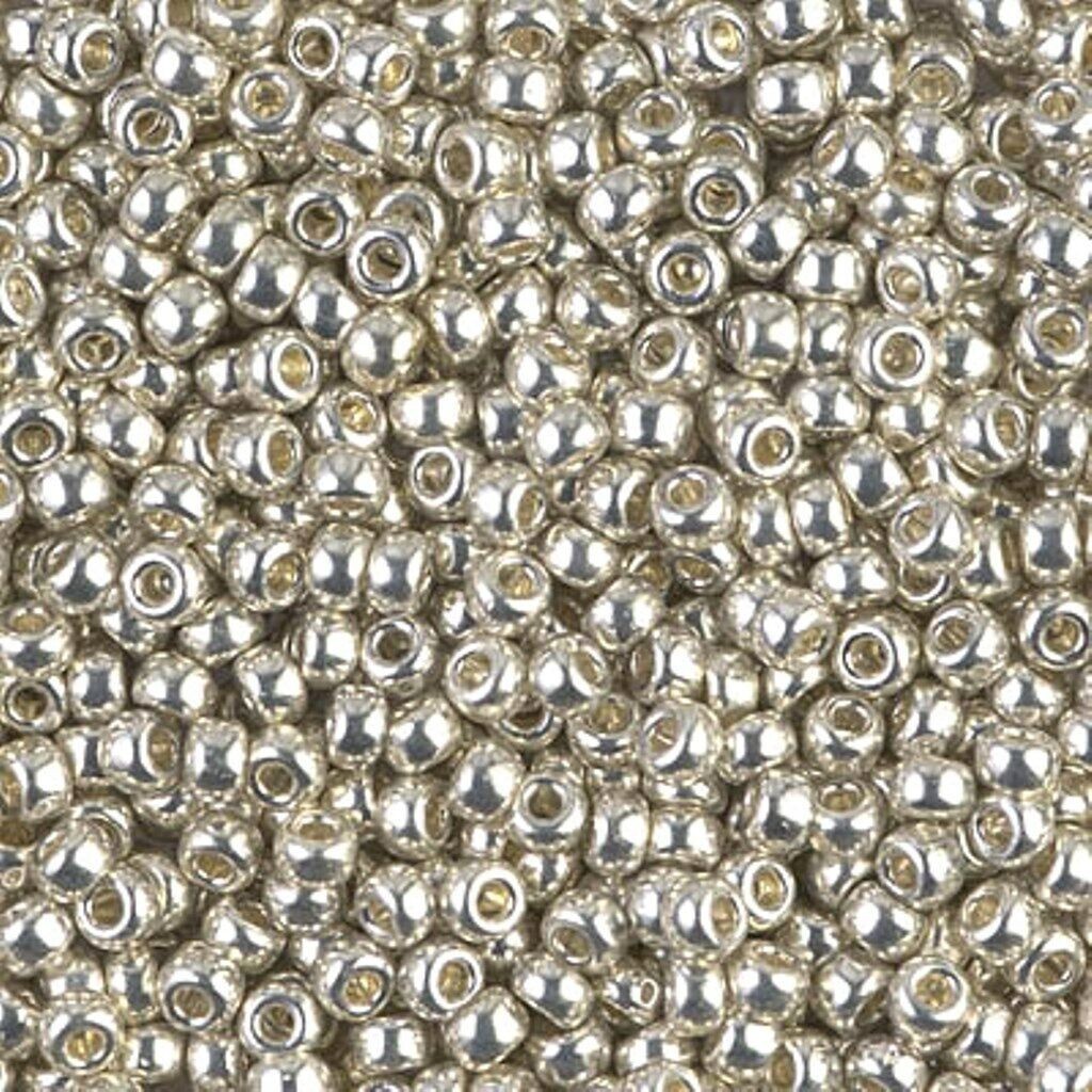 Miyuki Round Seed Beads, Size 8/0, Galvanized Silver, Bulk 50 Grams, 8-1051
