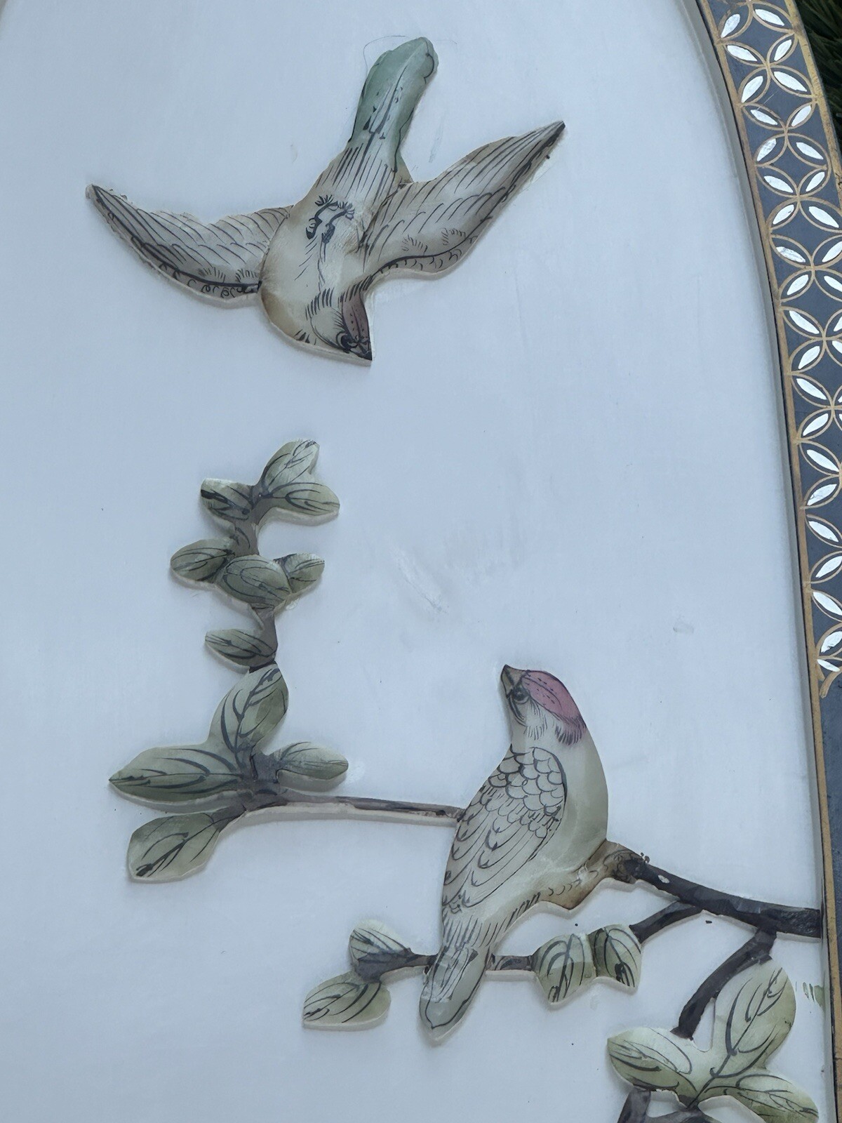 Vintage Chinese Soapstone On Wood Floral And Bird Panels 12” X 36” X 1” Set Of 4
