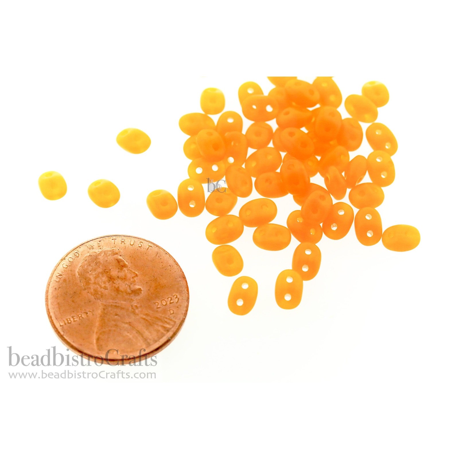 Czech SuperDuo 2-Hole Beads, MILKY OPAL Tangerine MATTE 2.5x5mm ~ 10 Grams