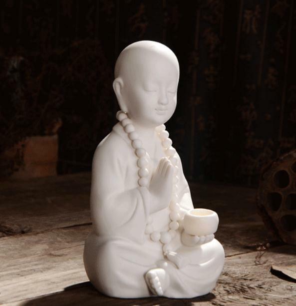 6.4″China White Porcelain Ceramics Lovable Little Monk Figurine Statue Statues95