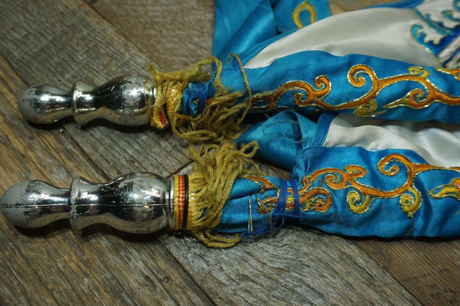 Chinese Dragon Flags bamboo poles embroidered (silk-?)