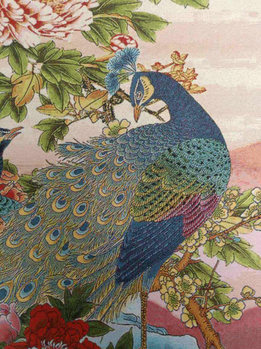 36″Chinese Cloth Silk Pretty Flower Peony Peacock Painting Home Decoration 2655