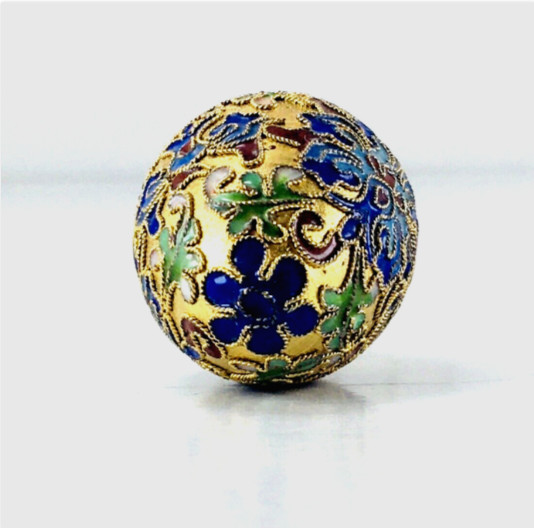 Egg Vintage Chinese Floral Cloisonné Brass Enamel Decorative Collect Multicolor