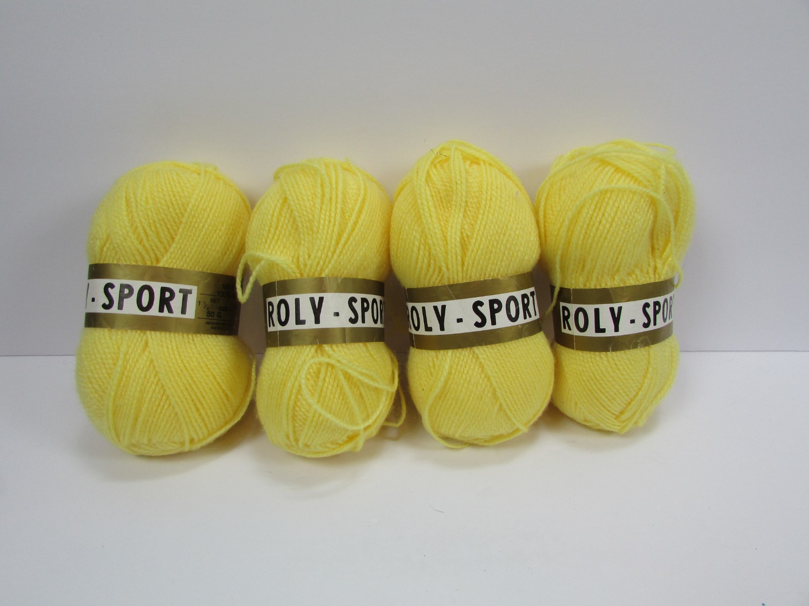 Vintage Roly-Sport Acrylic Yarn Lot 4 Skeins Yellow 4277 Made in Belgium 50g