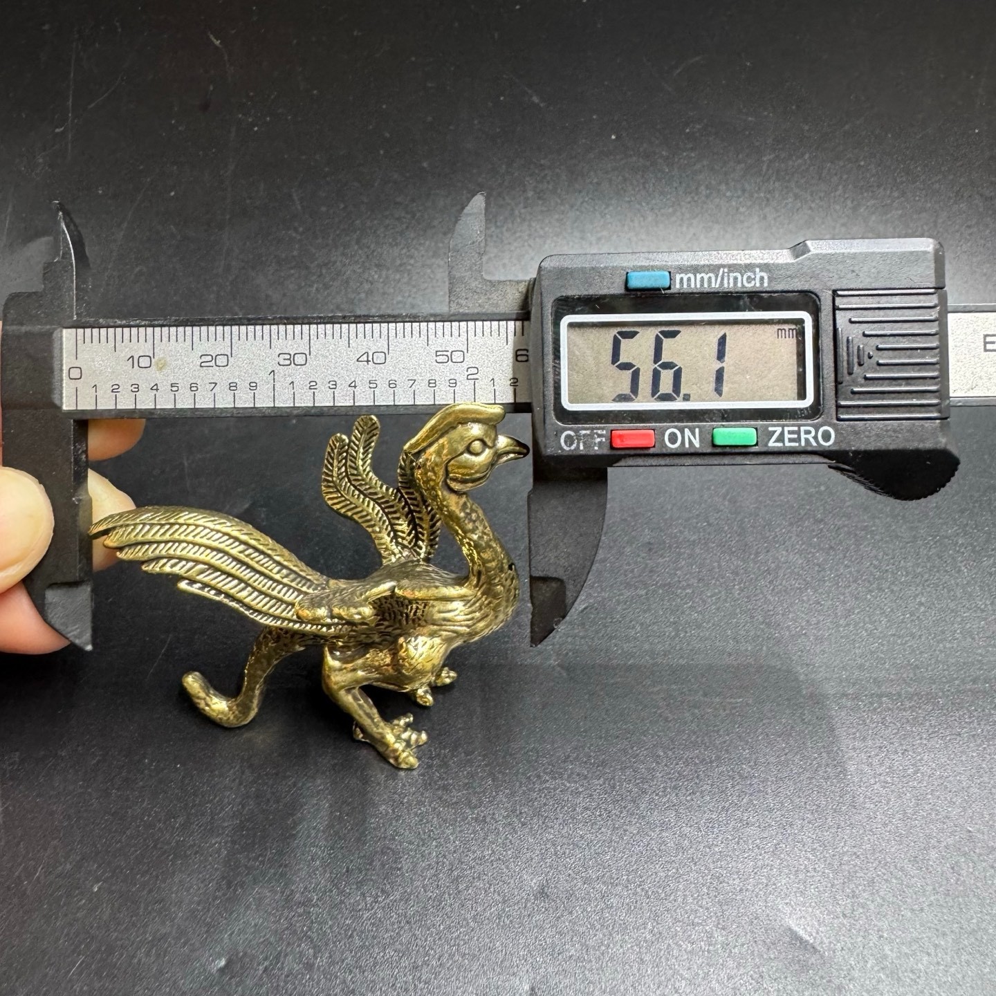 Vintage Solid Brass Phoenix Mini Figurine Chinese Feng Shui Auspicious Bird Desk