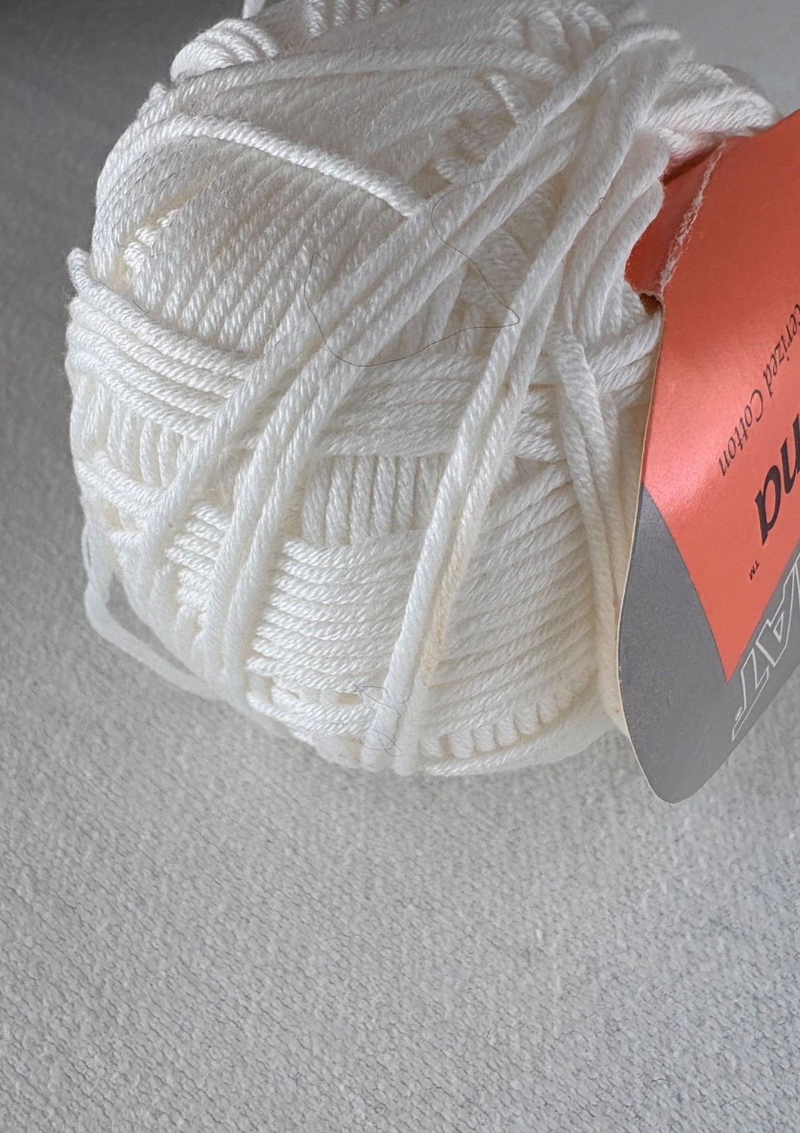 New Lot of 6 Bernat Carina Mercerized Cotton Yarn, #8042 White, 1.76 oz, Brazil