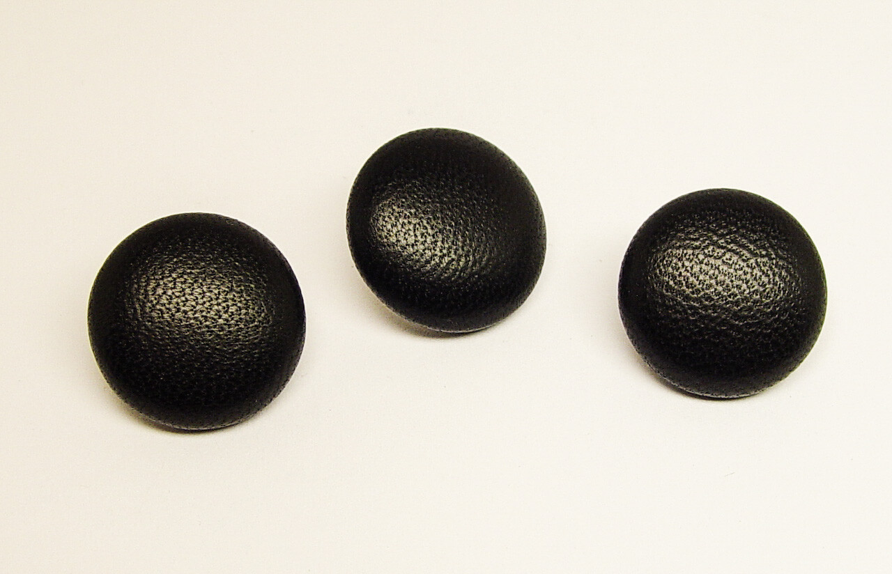 3 MADE IN USA black genuine leather covered blazer jacketbuttons 21mm,metal loop