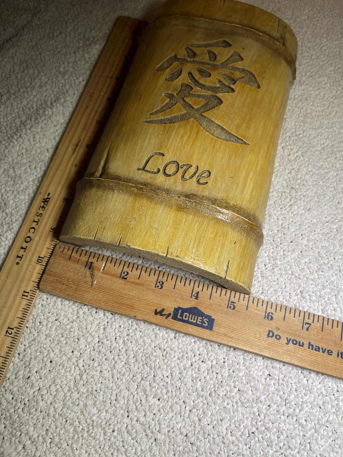 BAMBOO BLOCK WALL PLAQUE LOVE Wall Art Decor ASIAN FLAIR DECOR wood