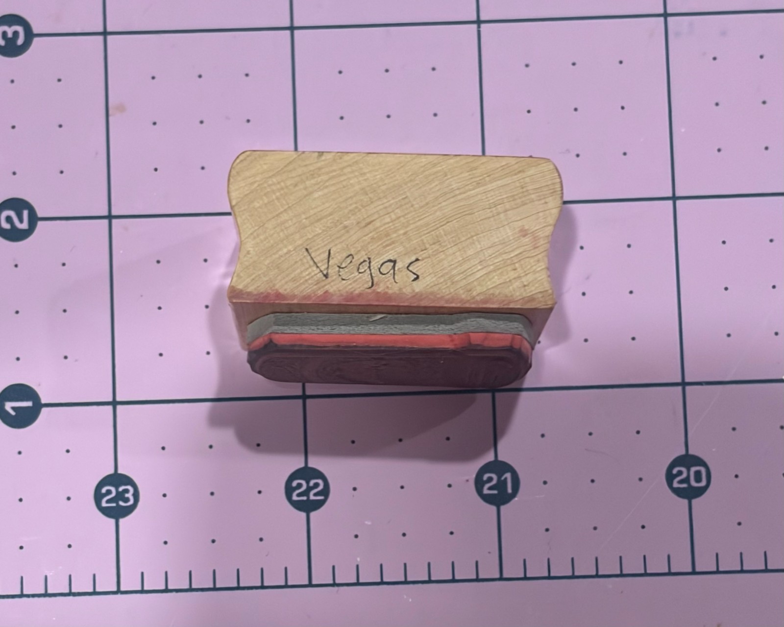 Vintage Ice Cream Carton Rubber Stamp Mounted – Marked “Vegas” – Pre-Owned