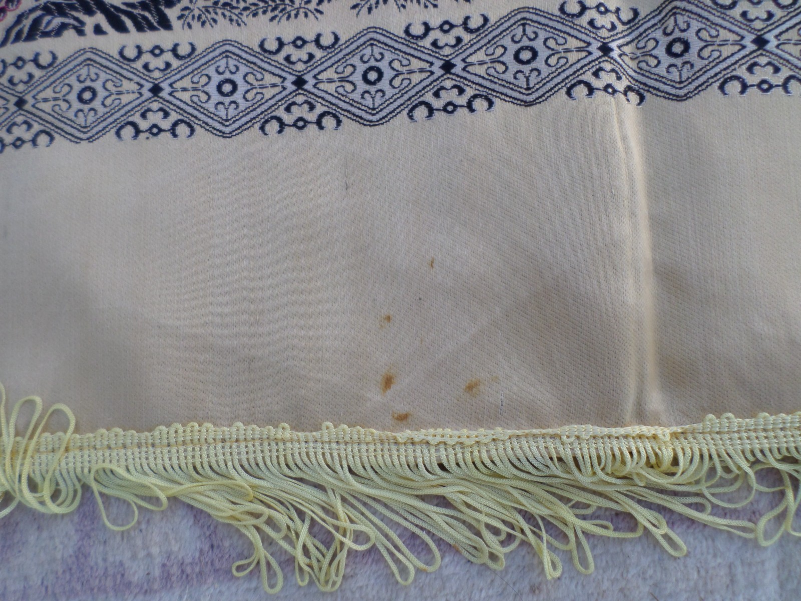 VTG CHINESE SILK BROCADE TABLECLOTH PIANO SCARF ASIAN VILLAGE CELEBRATION 74X56