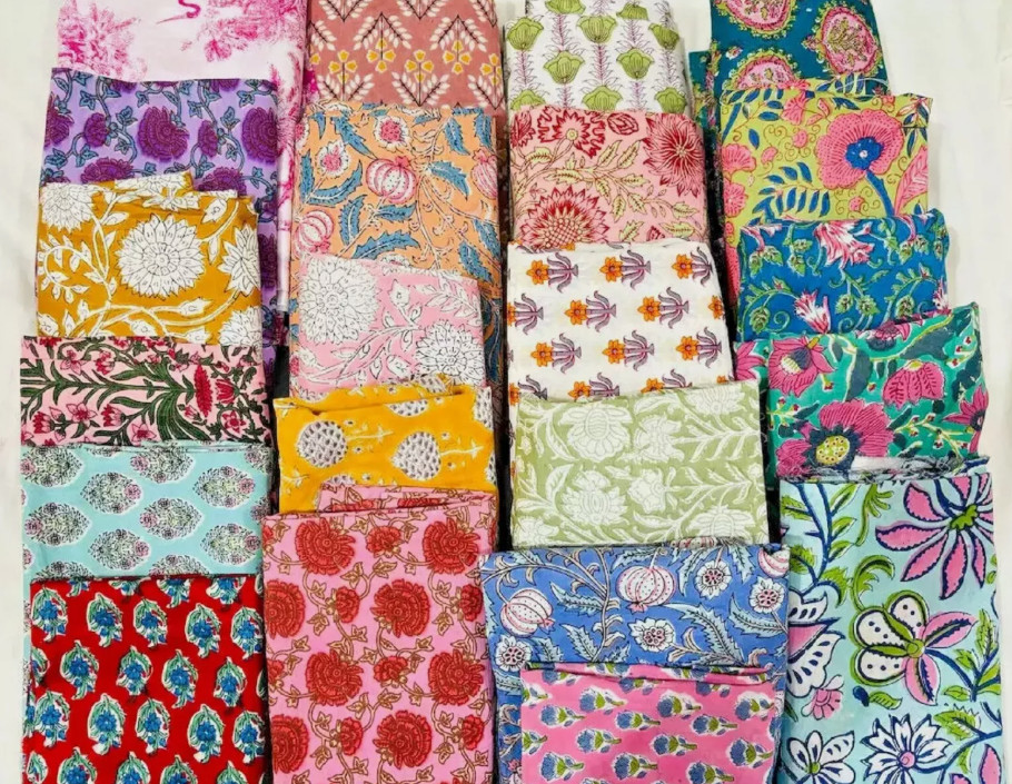 Cotton fabric Scraps Pre Cuts Reamants Floral Scraps Charm pack Boho Scraps