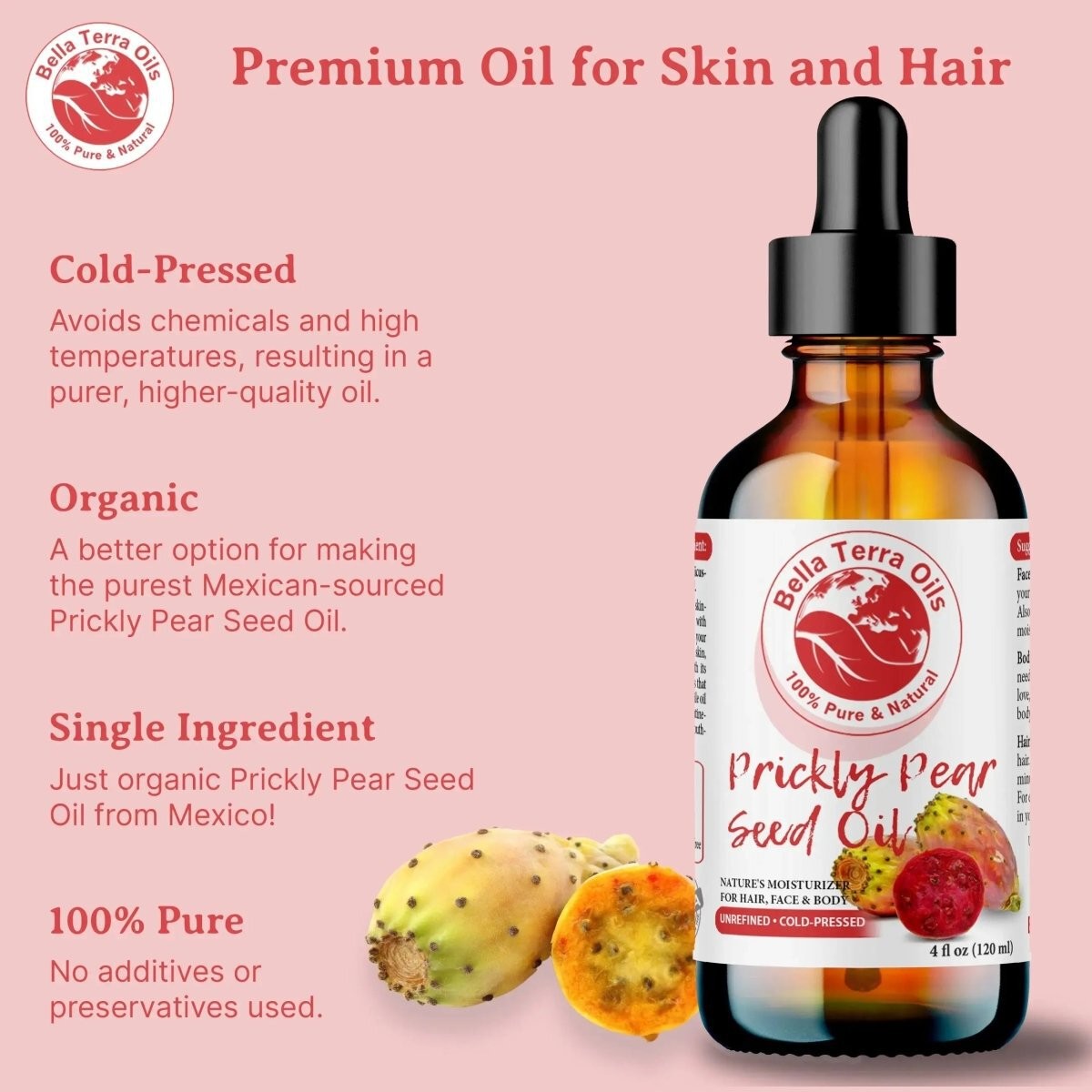 Organic Cold-Pressed Prickly Pear Oil 100% Pure Skin Care Anti-Aging Face