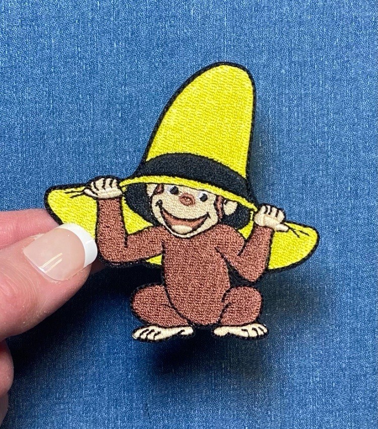 Curious George Embroidered Iron on Patch, Monkey in Yellow Hat, 3″ X 3″