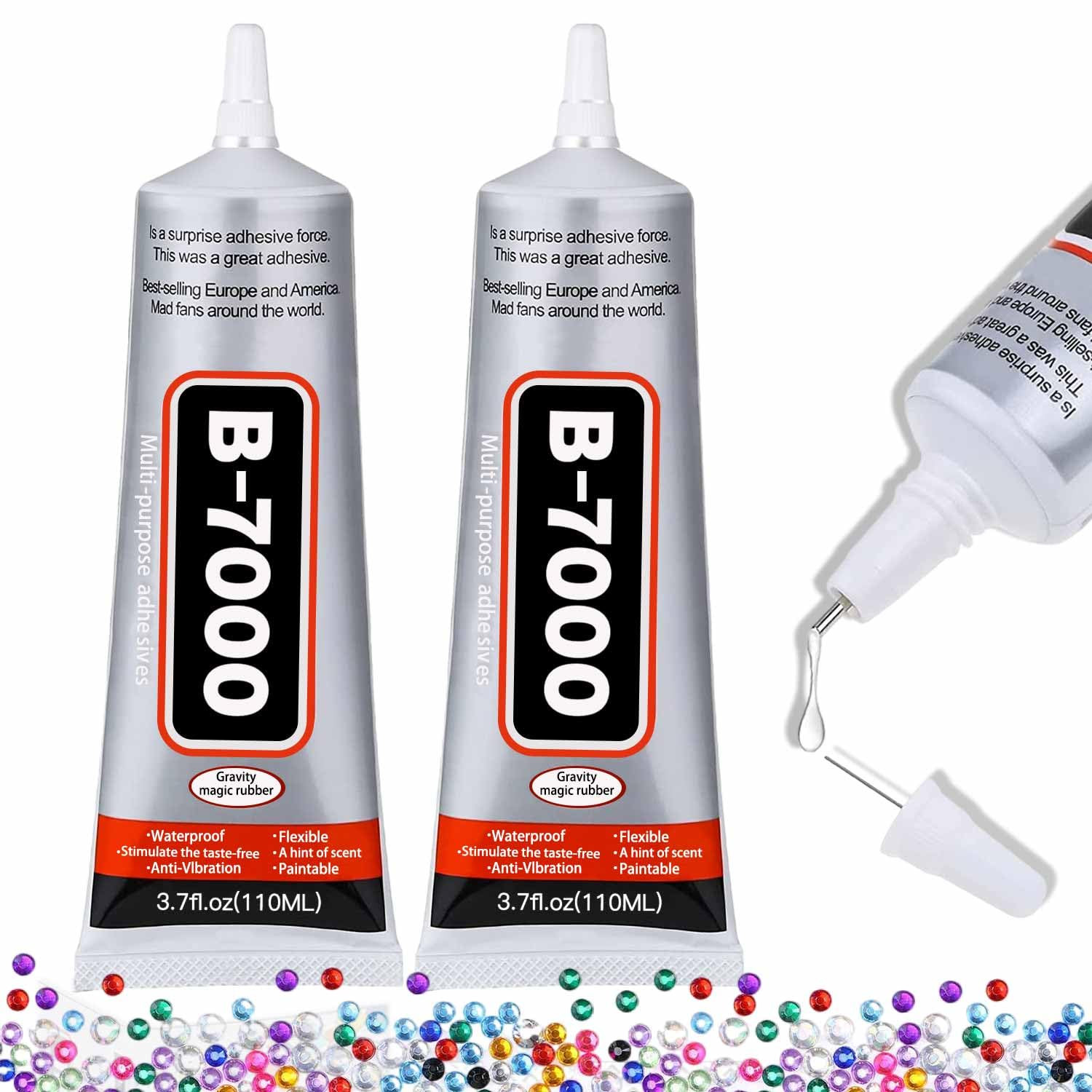 B-7000 Craft Glue for Jewelry Making – 110ml/3.7oz (2 Pack) – Multi-Function B-7
