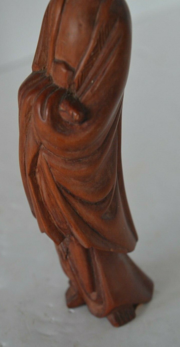 Vintage Asian Oriental Geshia Girl Figure Wood Carved