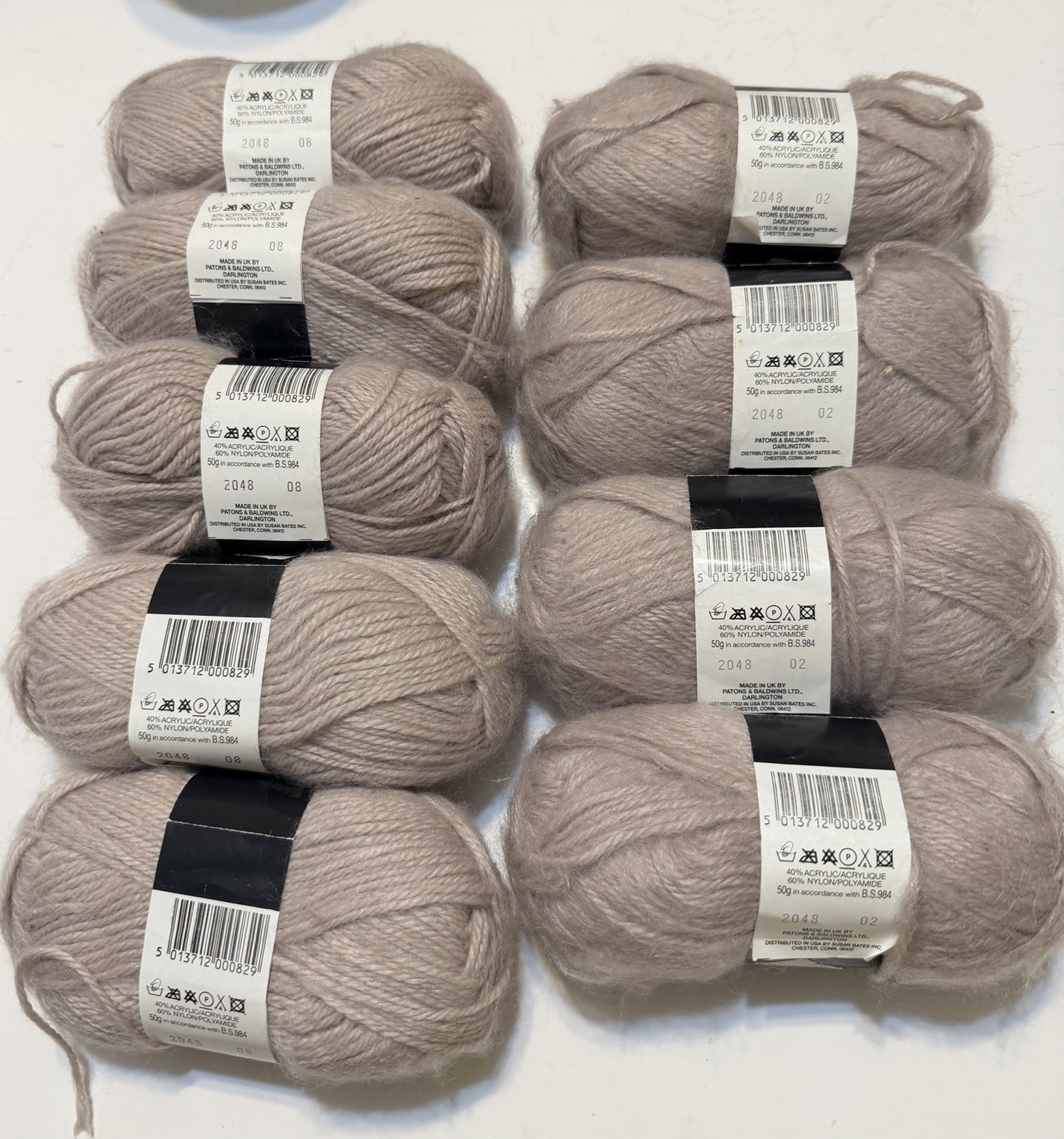 Lot /9 Paton’s Chantal Beige Yarn 40% Acrylic/60%Nylon 2 Different Lots/colors