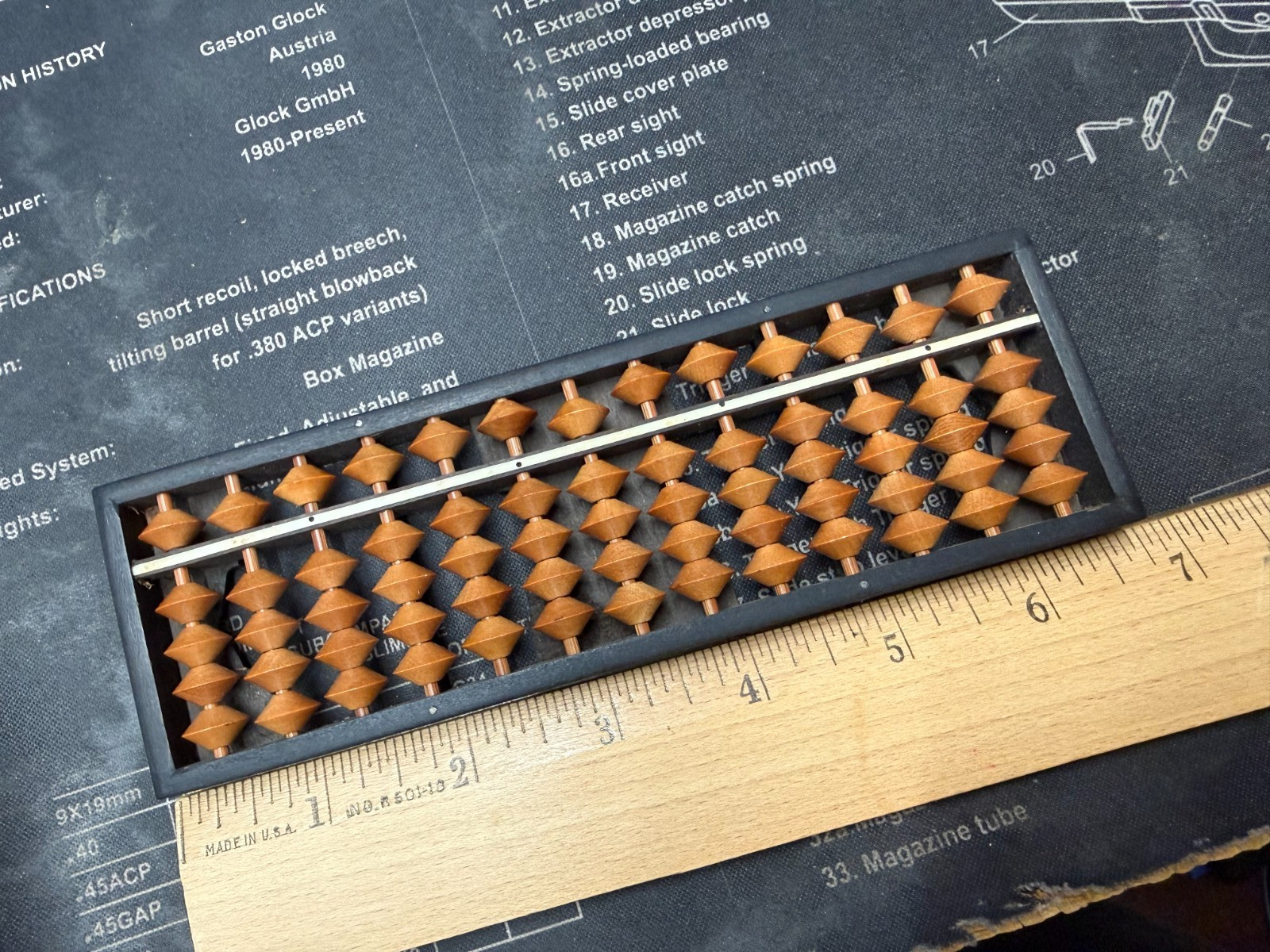 Vintage Japanese SUN Stained Wood 13 Column Abacus Counting Frame