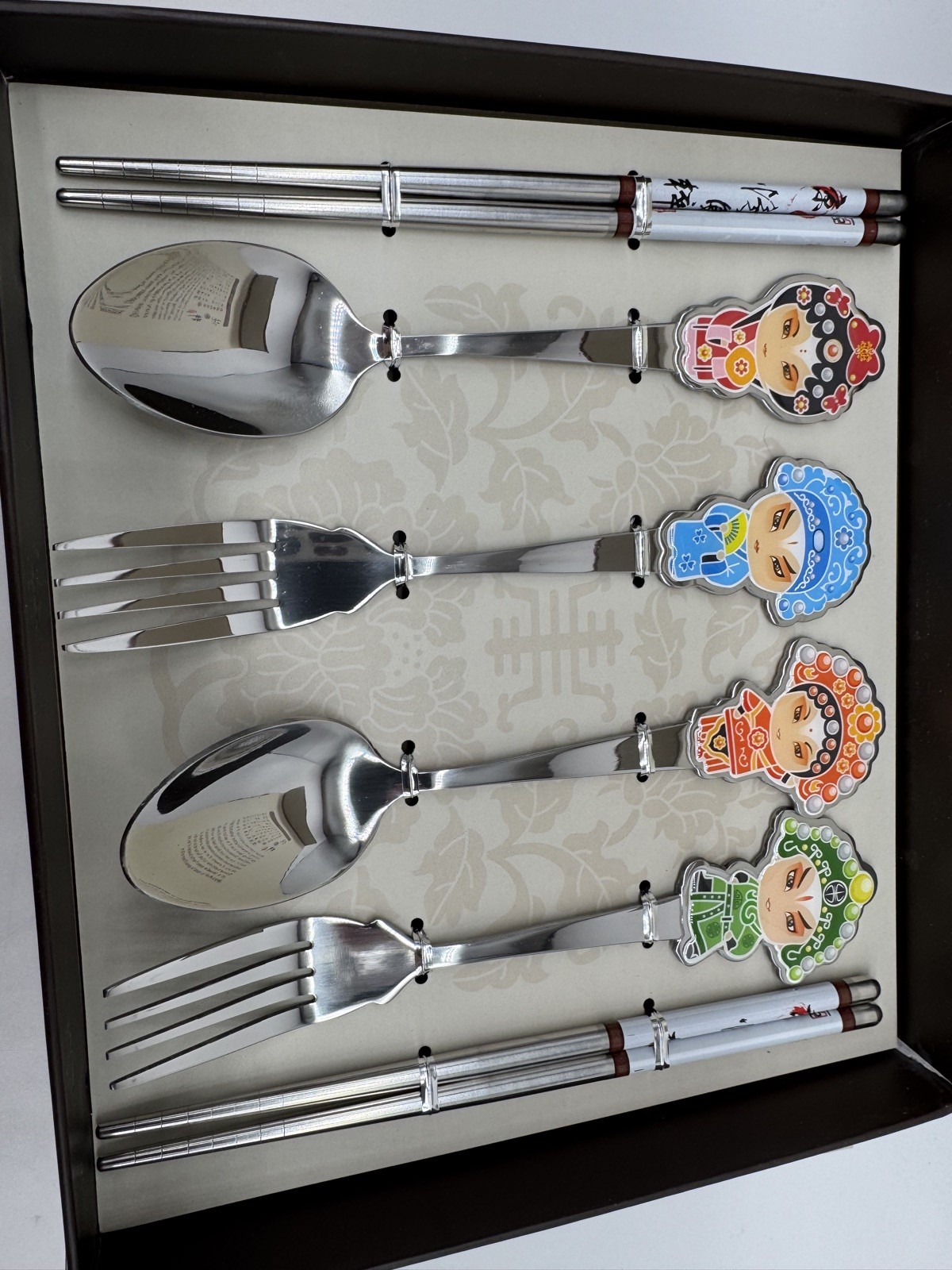 Guo Cui Jing Ju Chinese Peking Opera Flatware Set LP-1315 Chop Sticks Forks qty2
