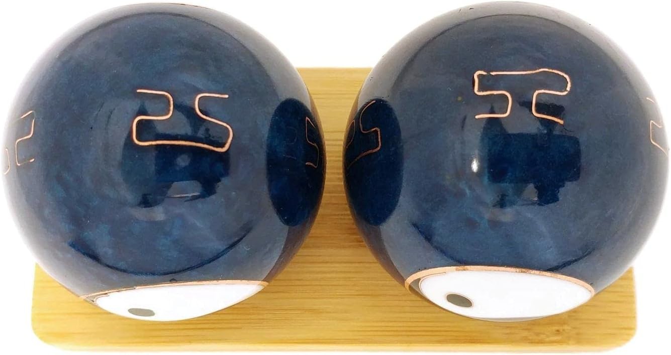 Top Chi Yin Yang Baoding Balls with Bamboo Stand (Small 1.4 Inch)