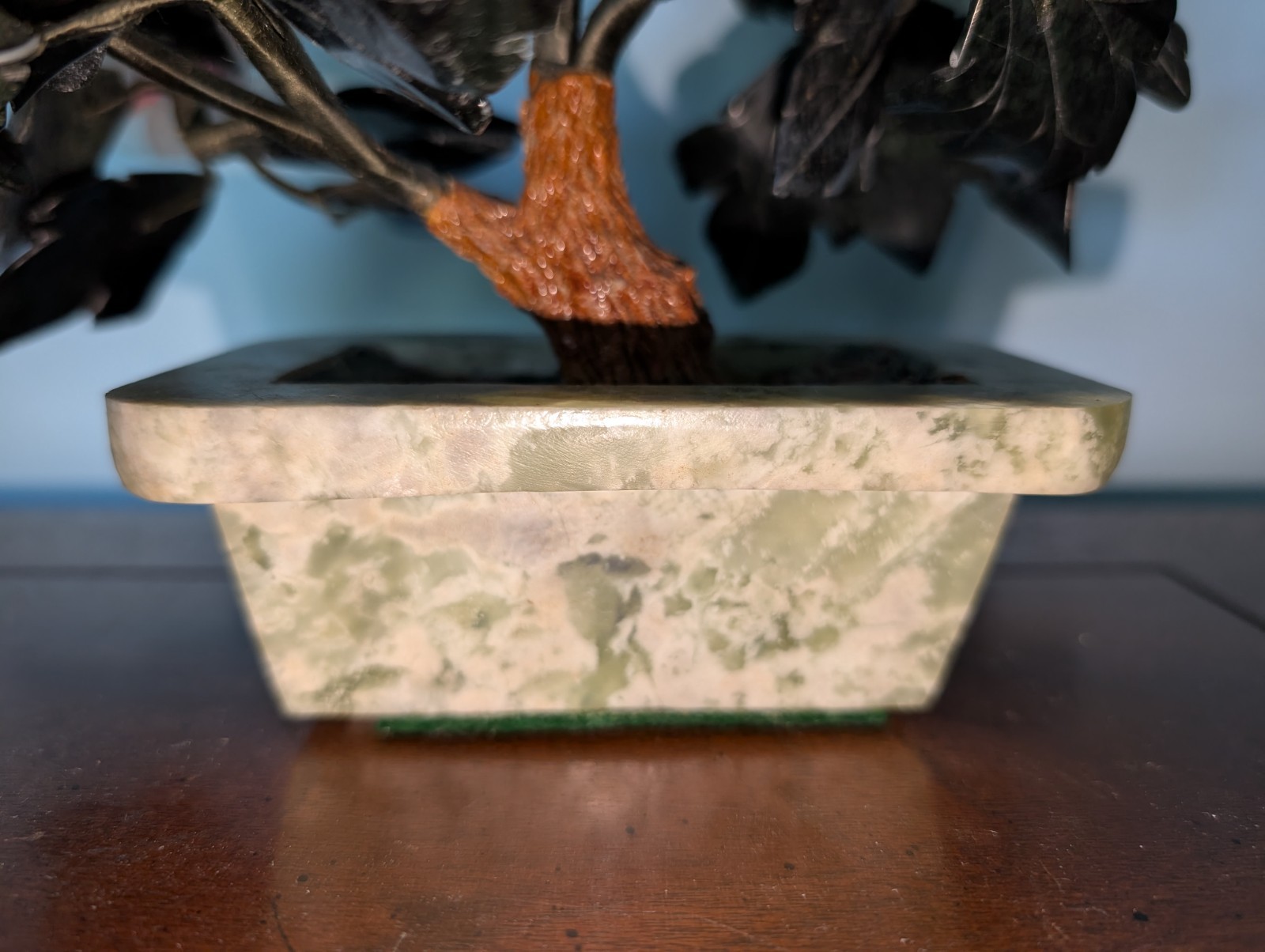 Vtg Chinese Carved Gemstone Flowers / Tree Jade Quartz 11″