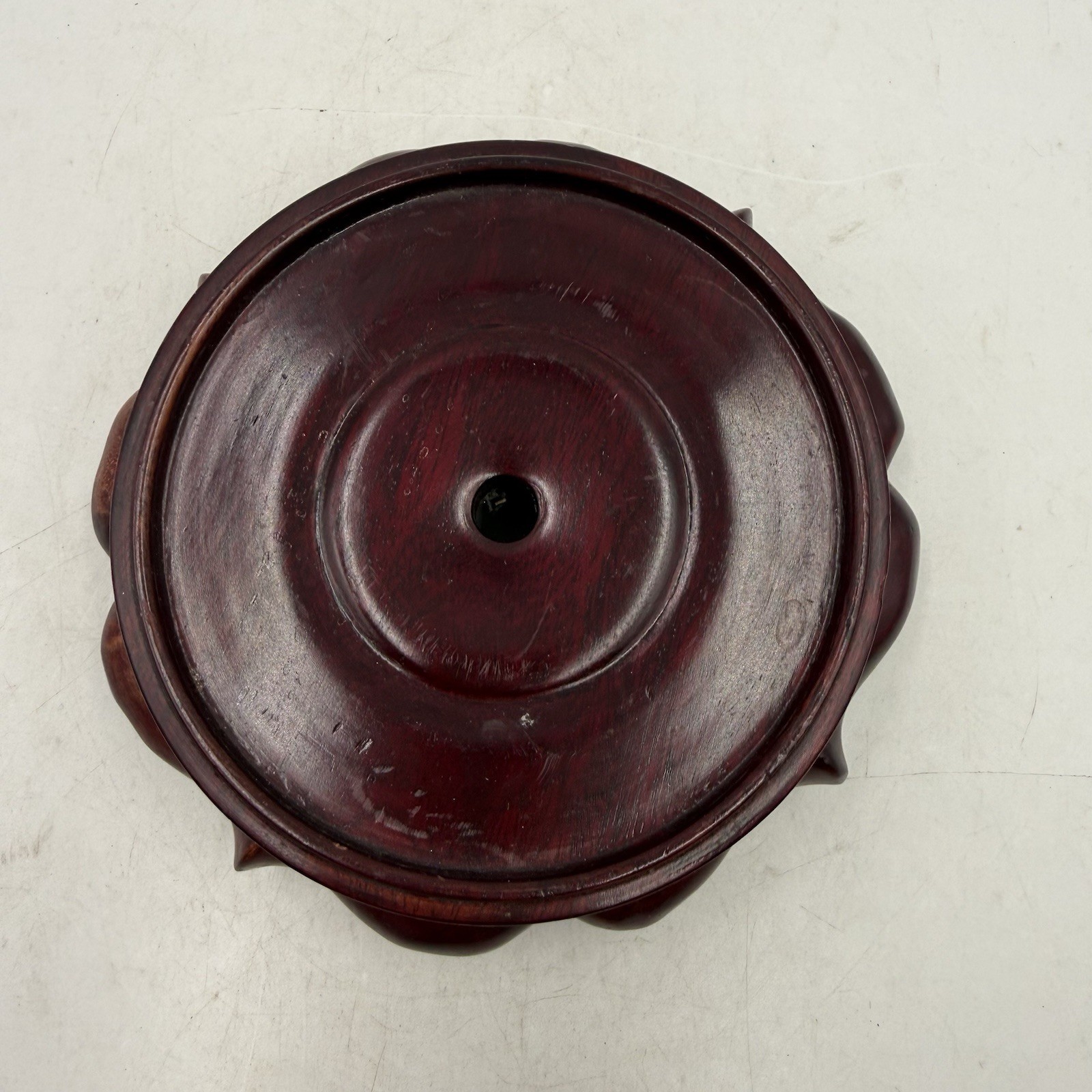 Round Pedestal Display Vase Stand Rosewood Chinese Carving Stable Wooden 4.75”