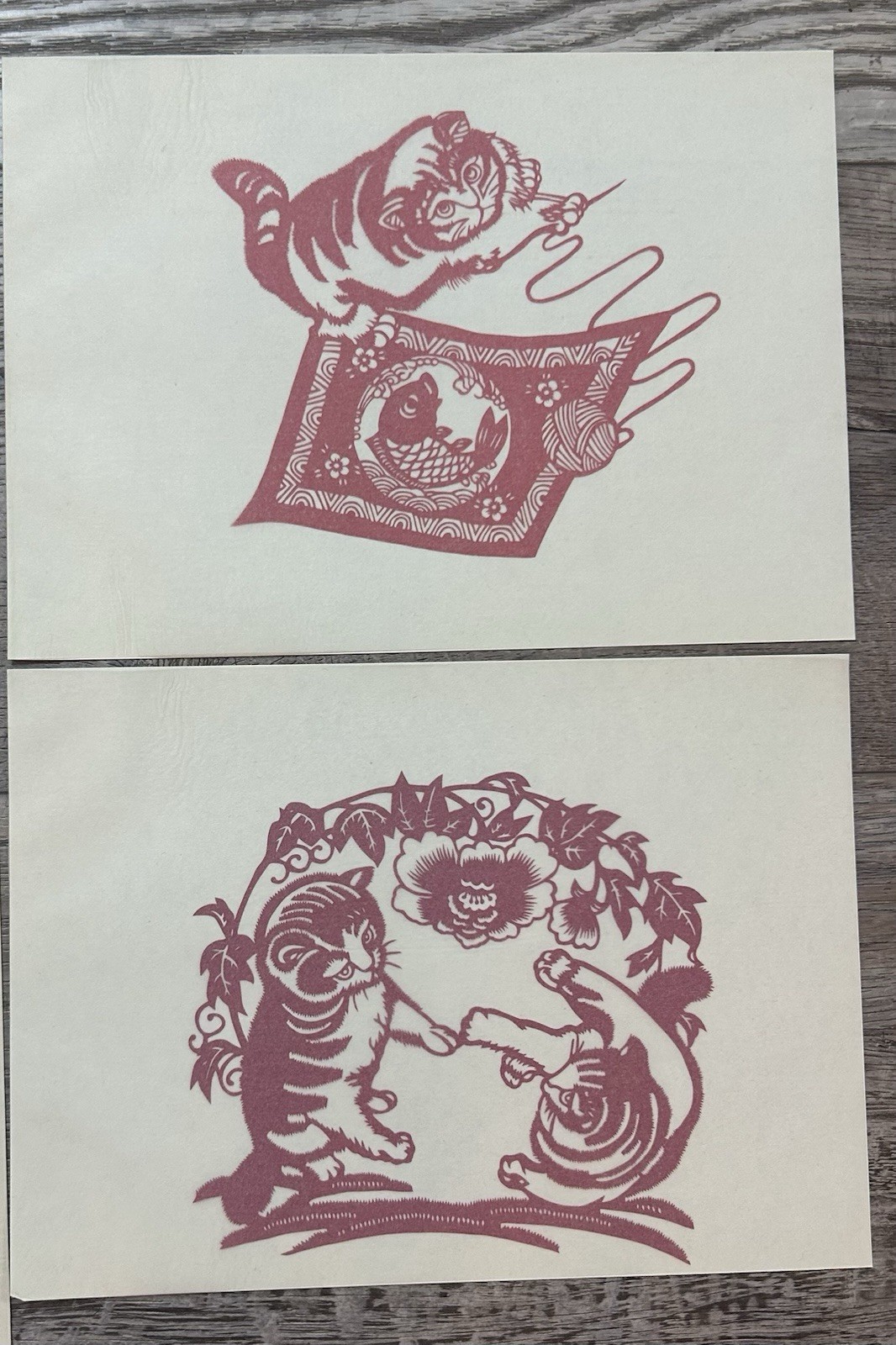 Vintage 1960’s Set of 7 Chinese Cats Paper cuts Cultural Relics Folk Art – MINT
