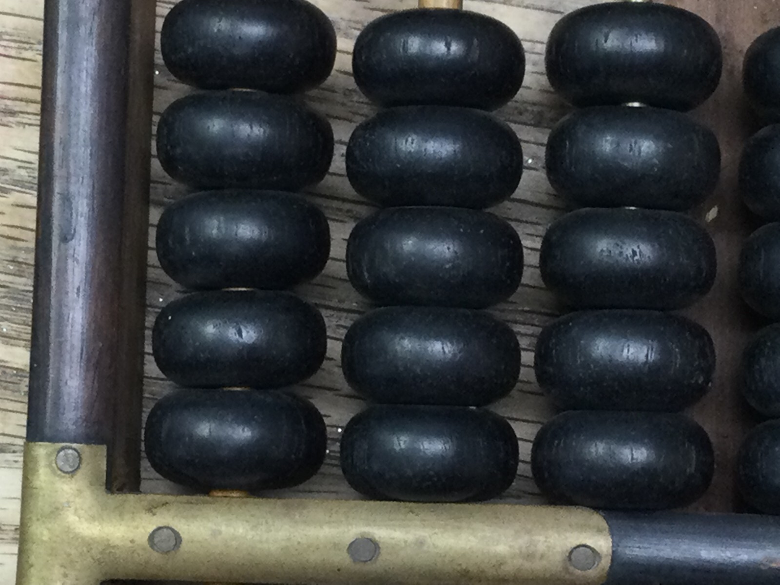 ca 1900 Antique Chinese Rosewood & Brass ABACUS “Suanpan” EXCELLENT CONDITION