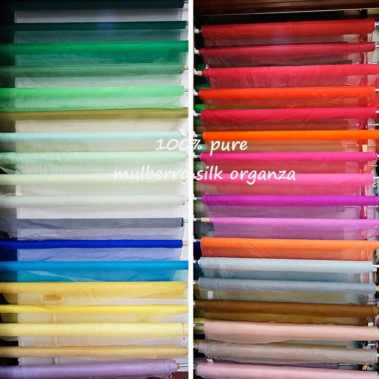 1Yard*114cm Plain Pure Silk Organza Fabric Gauze For Wedding